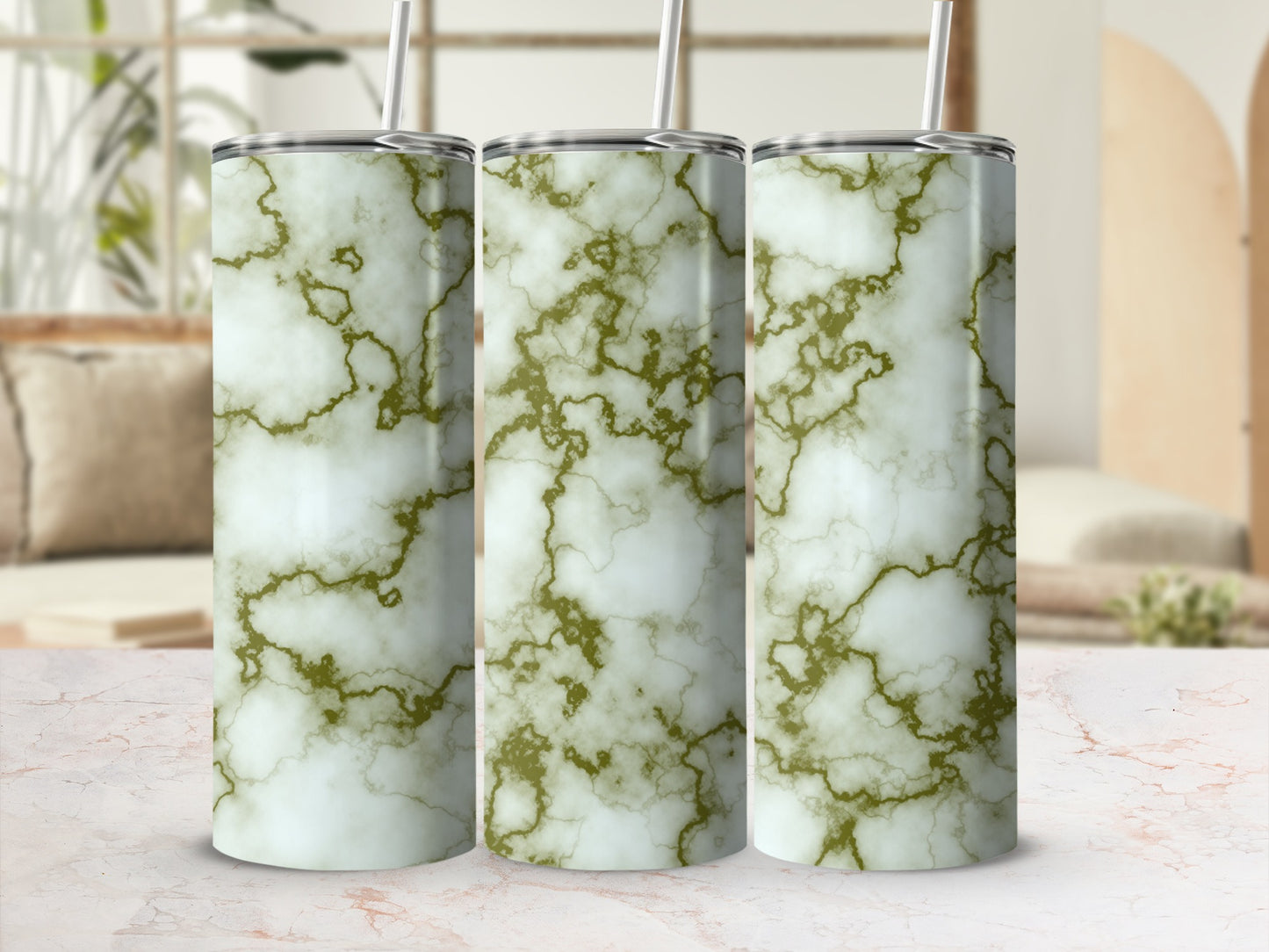Olive Green White Marbled Pattern Tumbler product type