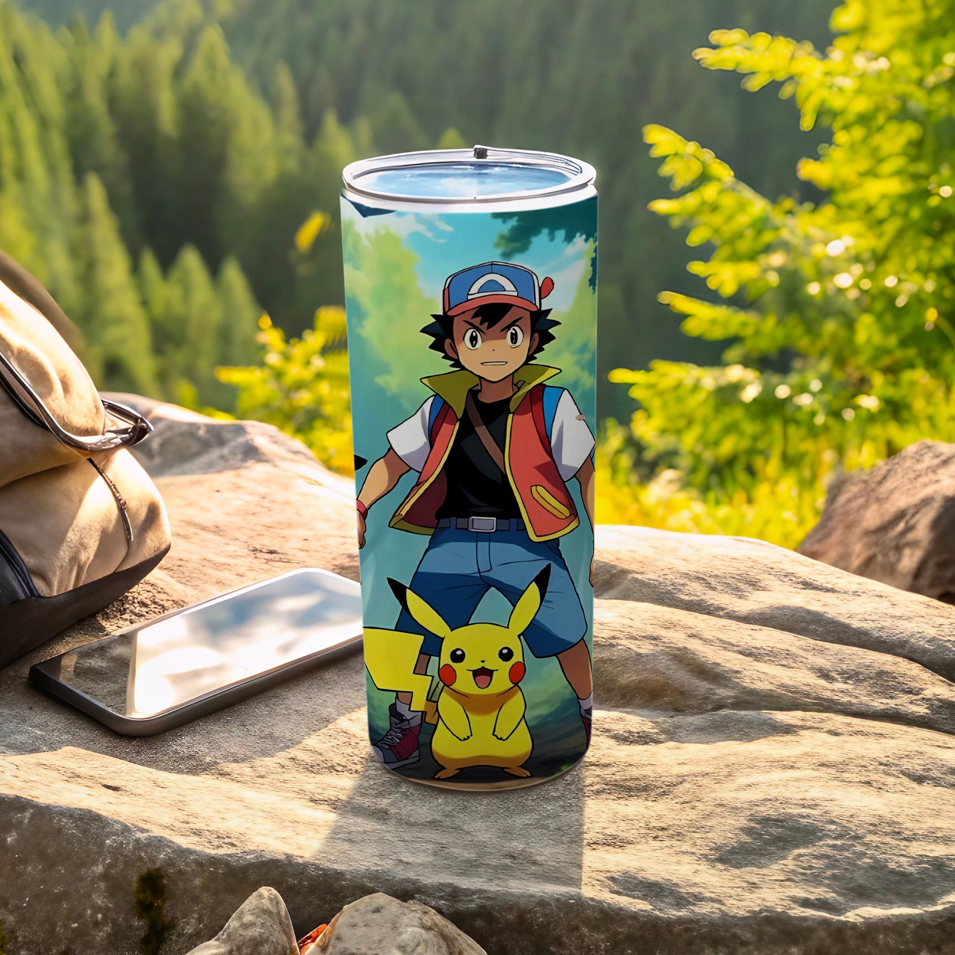 Vibrant Anime Character and Pikachu Insulated Tumbler