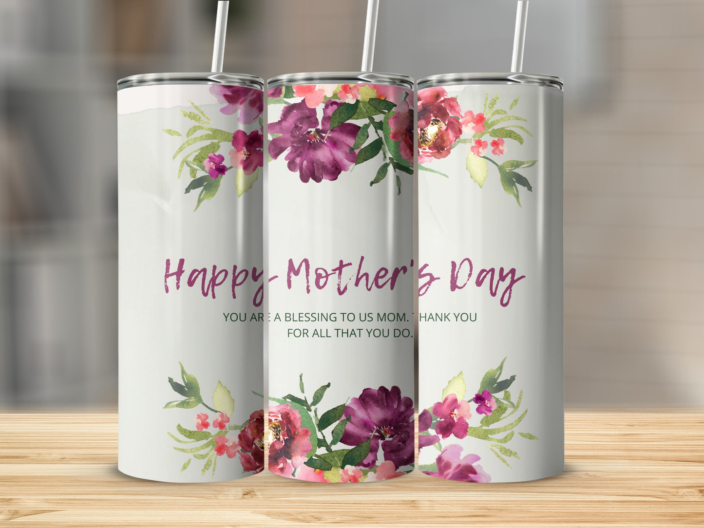 Happy Mother's Day Floral Flower Design Tumbler