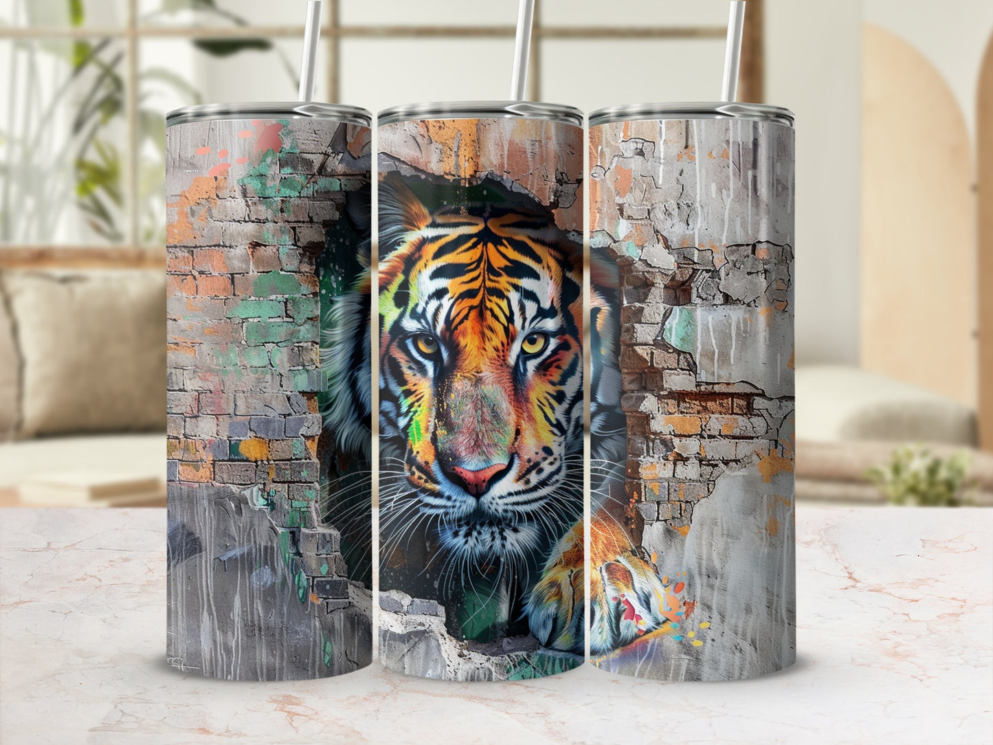 Graffiti Tiger Wall Break Vibrant Eye-Catching product type
