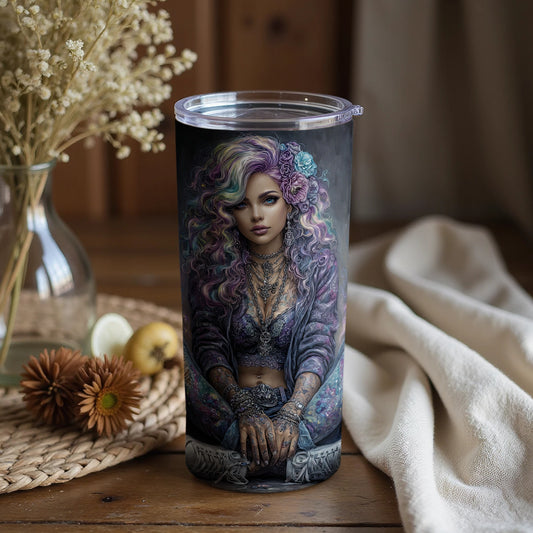 Tattooed Woman with Flowers Art Tumbler product