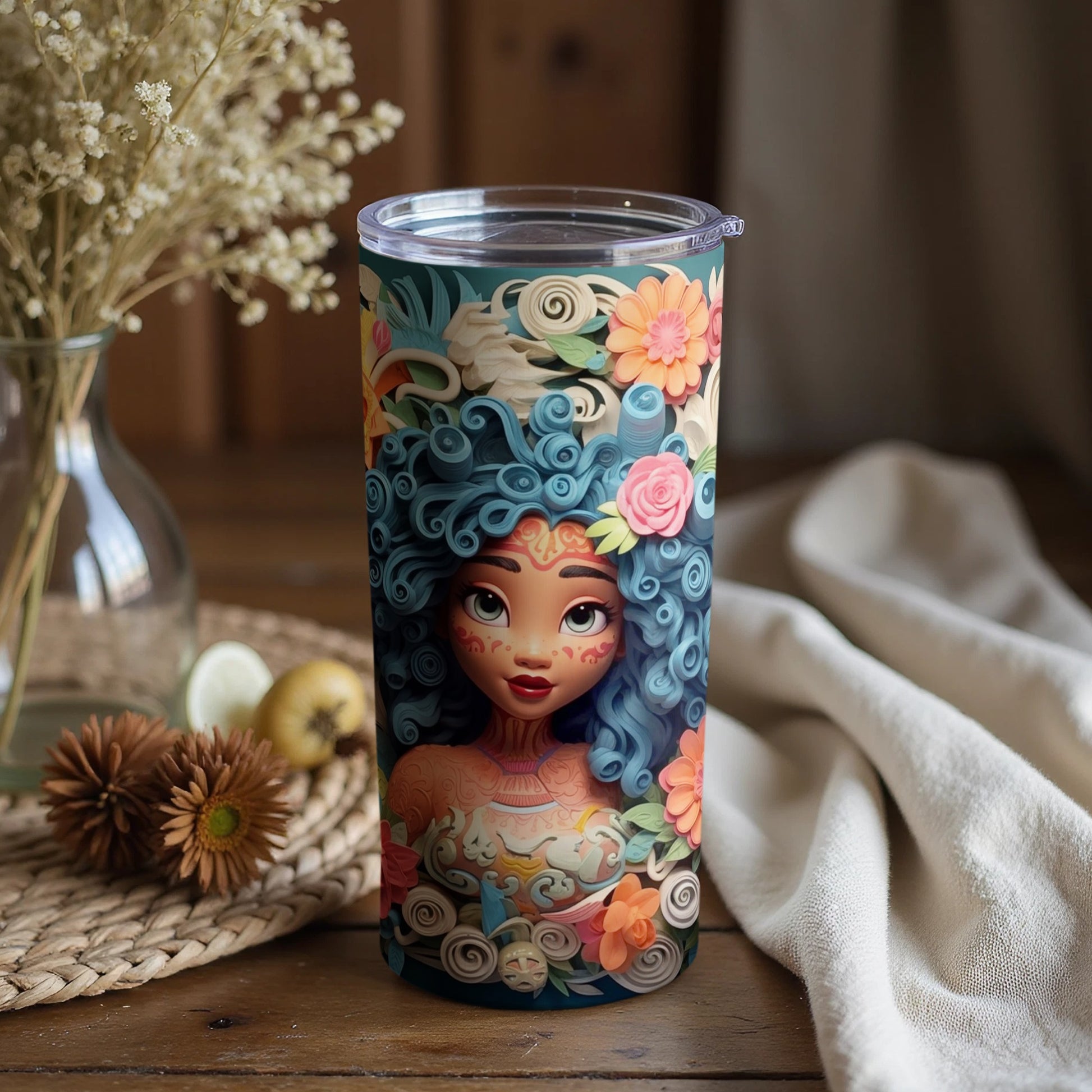 Colorful Floral and Fantasy Art Design Tumbler