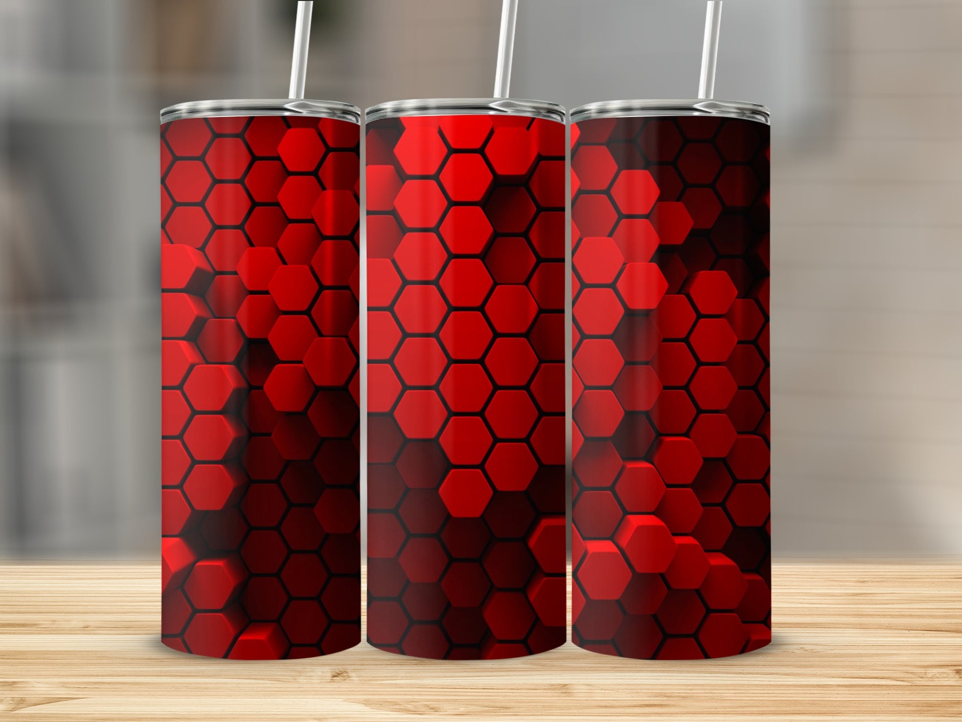 Dynamic Red Black Hexagon Grid Tumbler product type