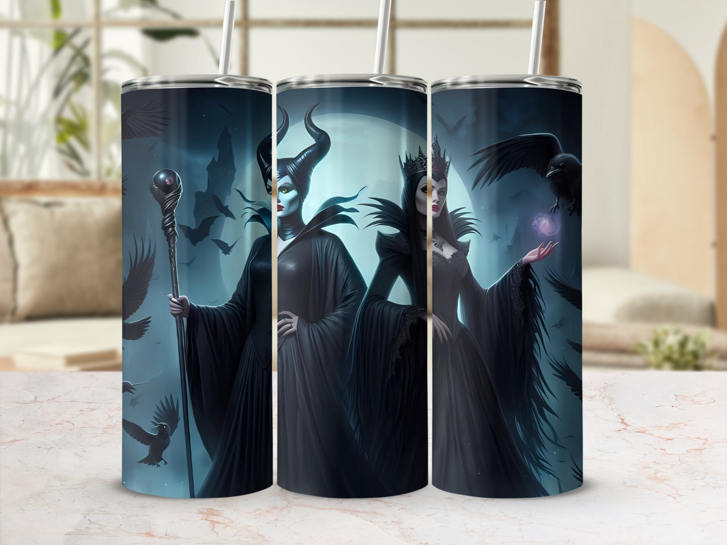 Dark Fantasy Villains Tumbler with Spooky Characters