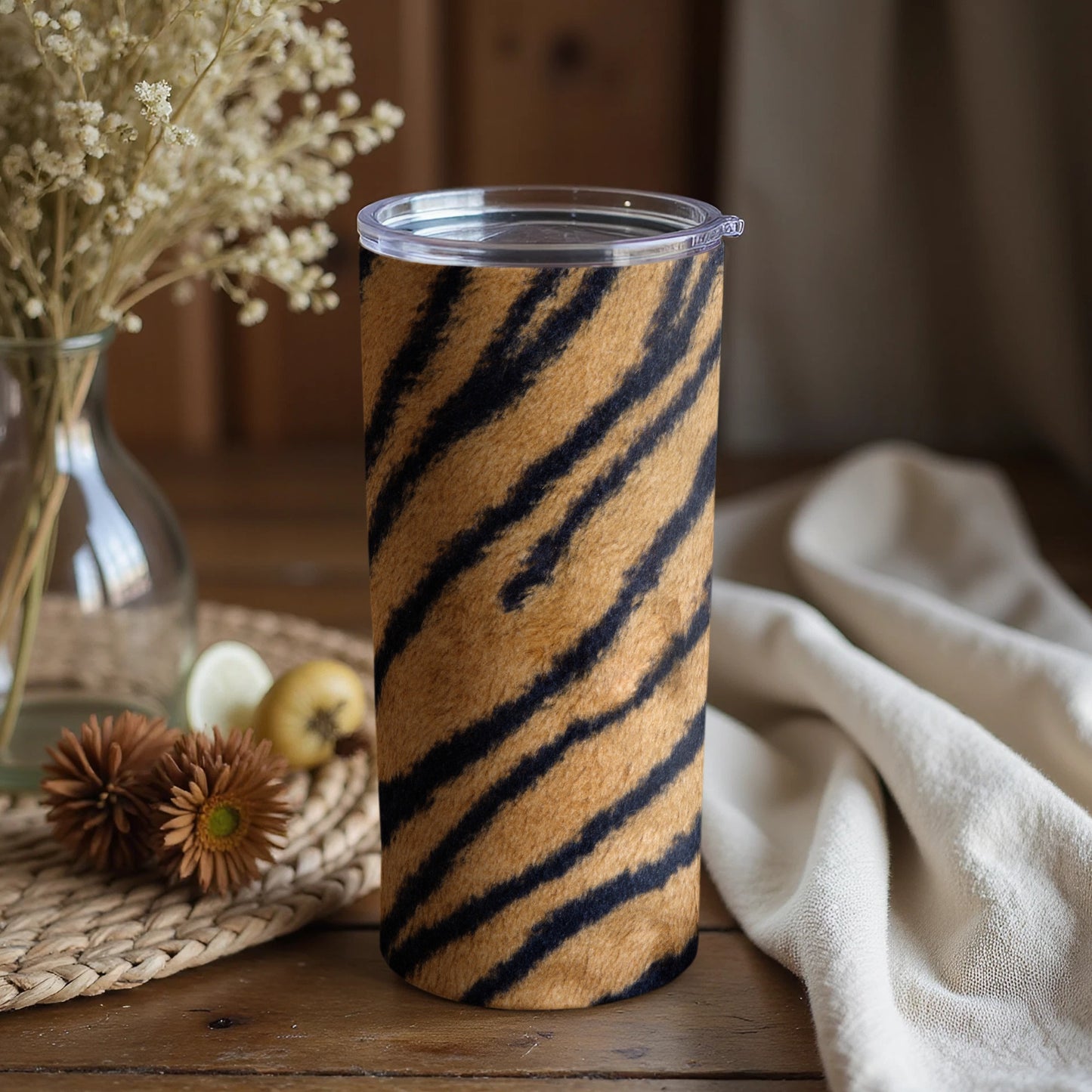 Stylish Tiger Print Insulated Beverage Tumbler Cup