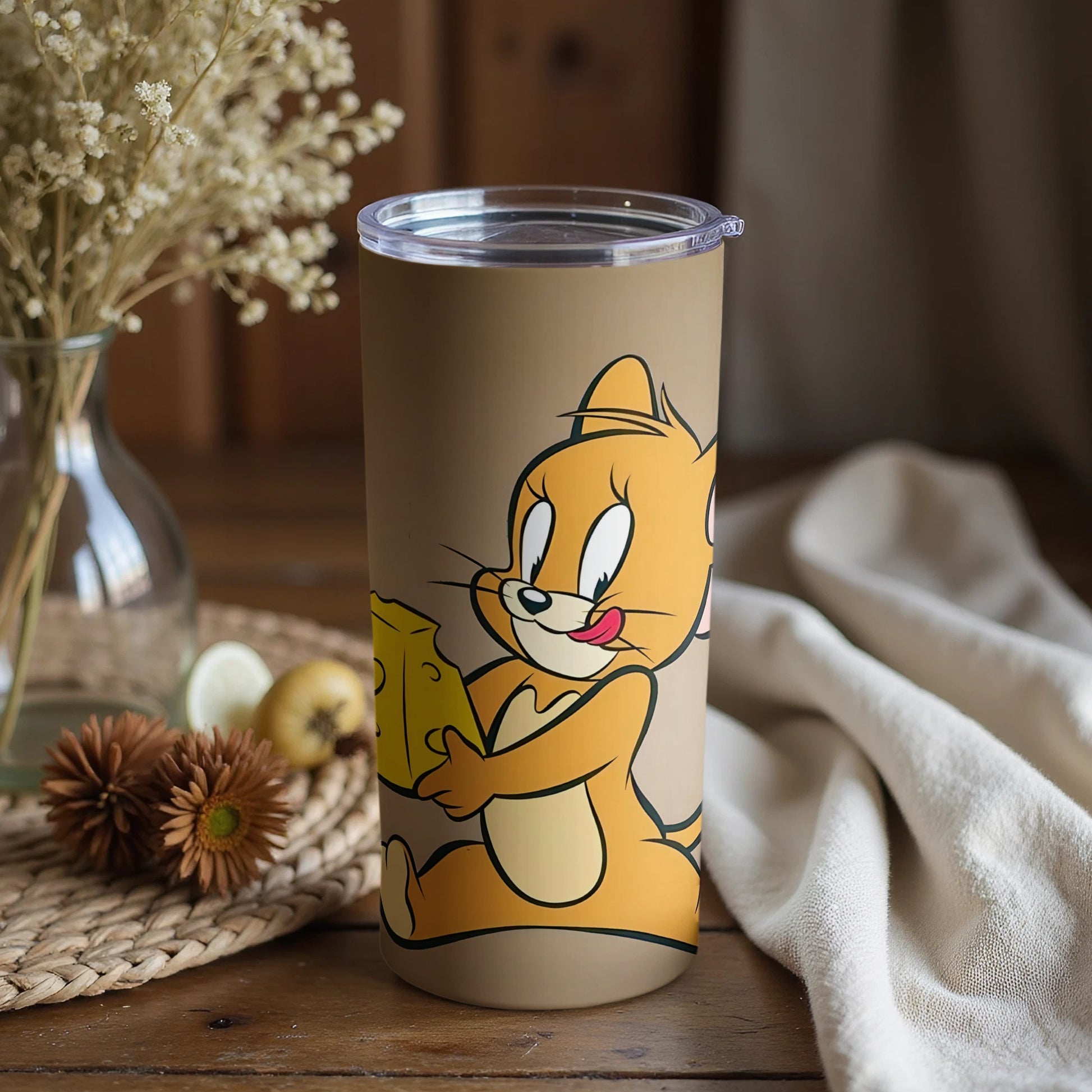 Playful Cartoon Cat with Cheese Tumbler Product
