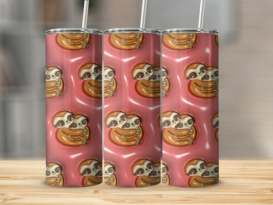 Cute Sloth Illustrations Tumbler with Straw