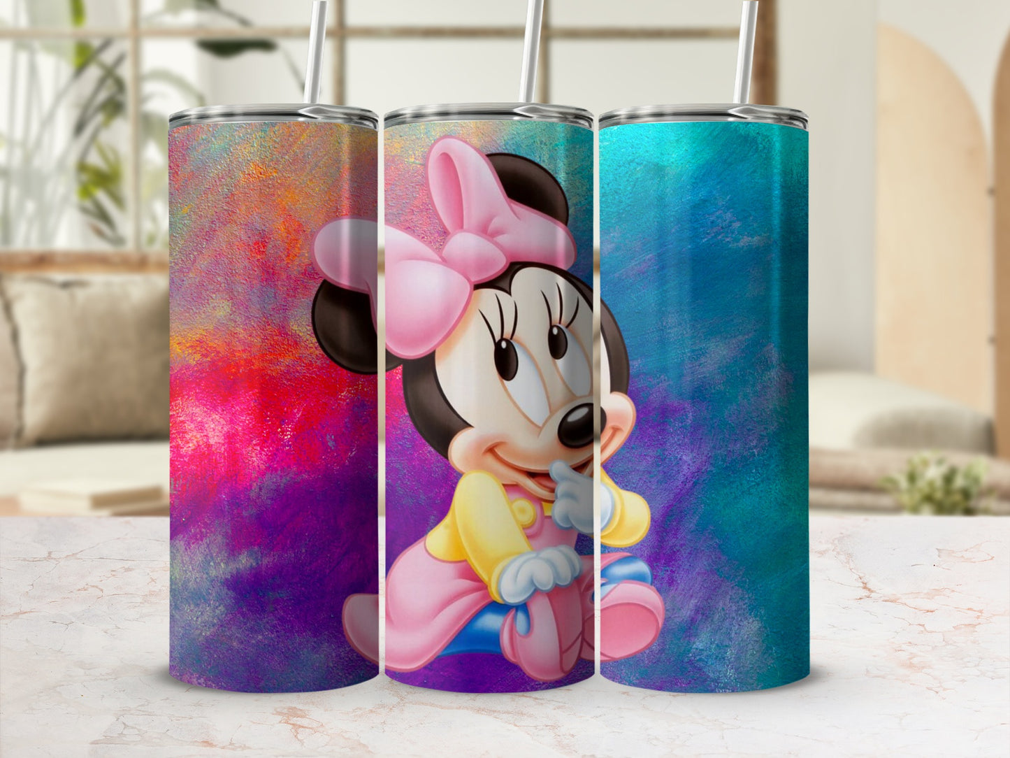 Adorable Minnie Mouse Themed Tumbler with Straw