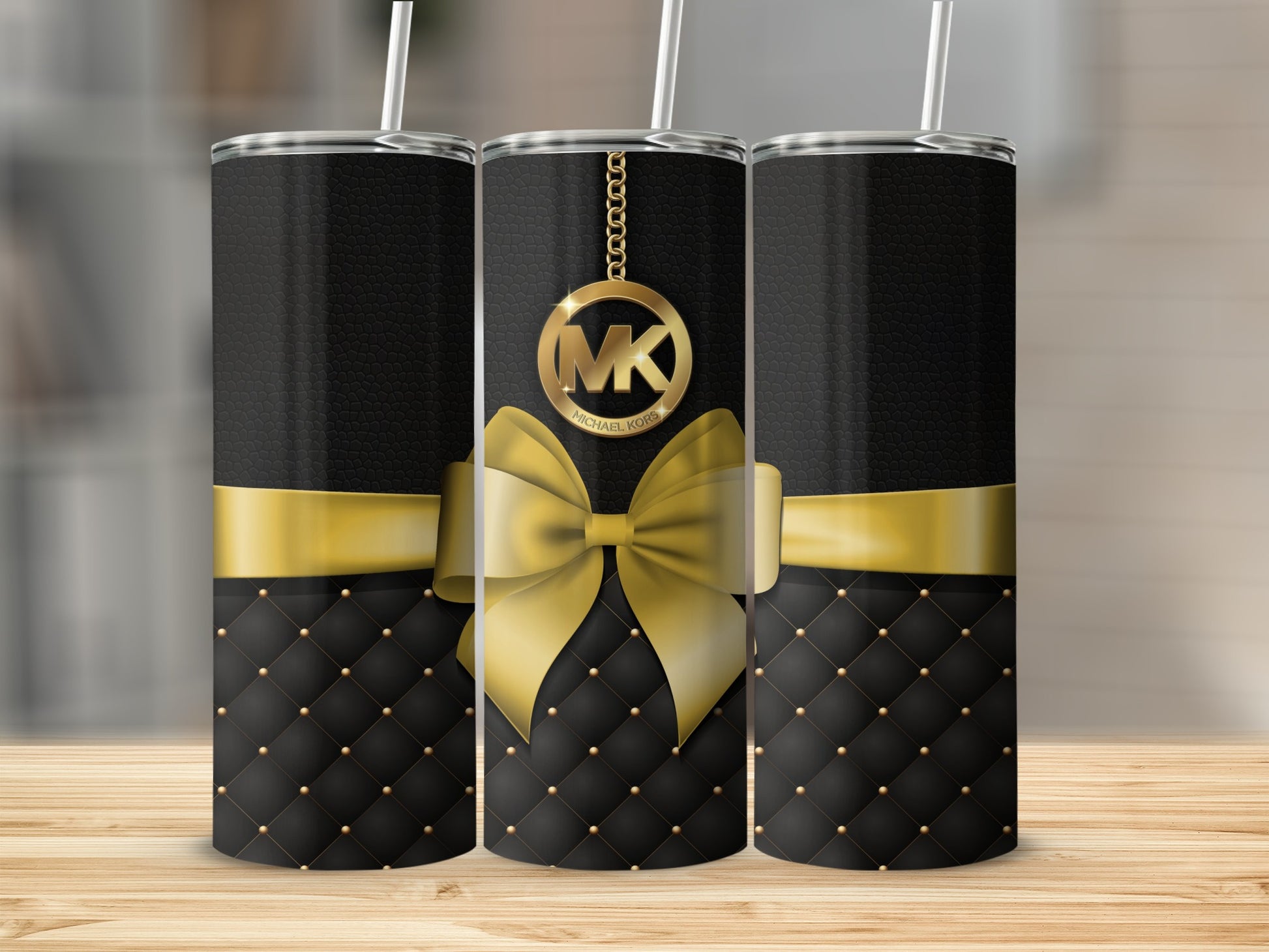 Elegant Black and Gold Monogrammed Tumbler Design
