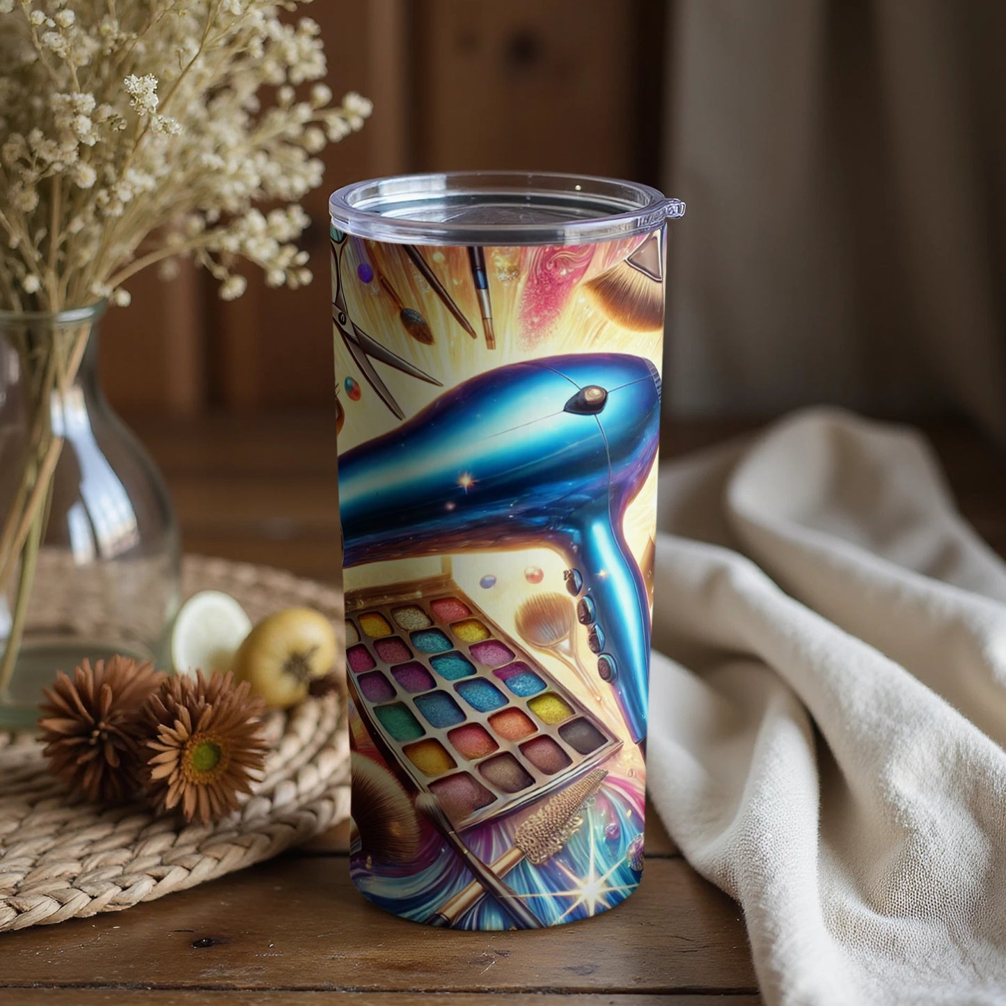 Colorful Hair Styling and Makeup Accessories Tumbler