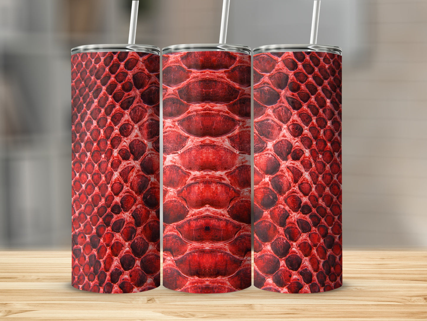 Red Snake Pattern Close-Up Reptilian Skin Texture Tumblers