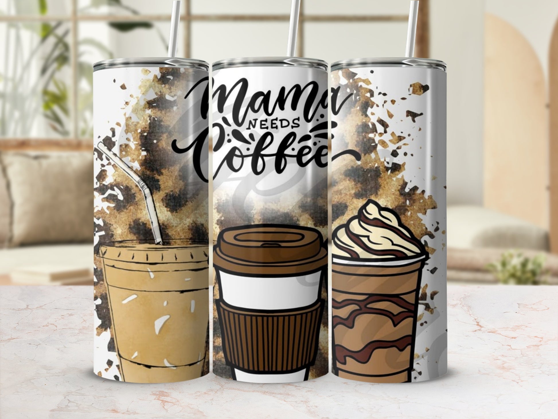 Mama Needs Coffee Tumbler Set with Three Designs