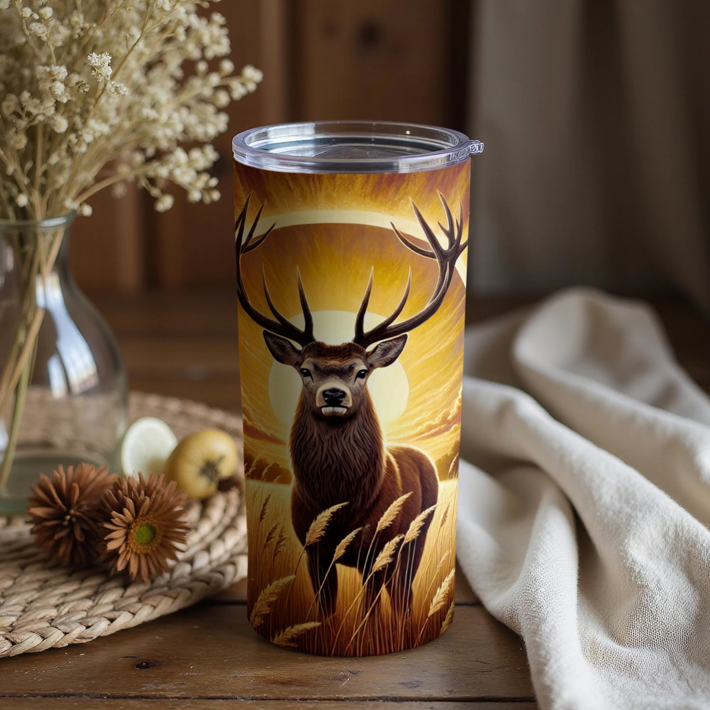 Majestic Deer Image with Radiant Sunlight Tumbler