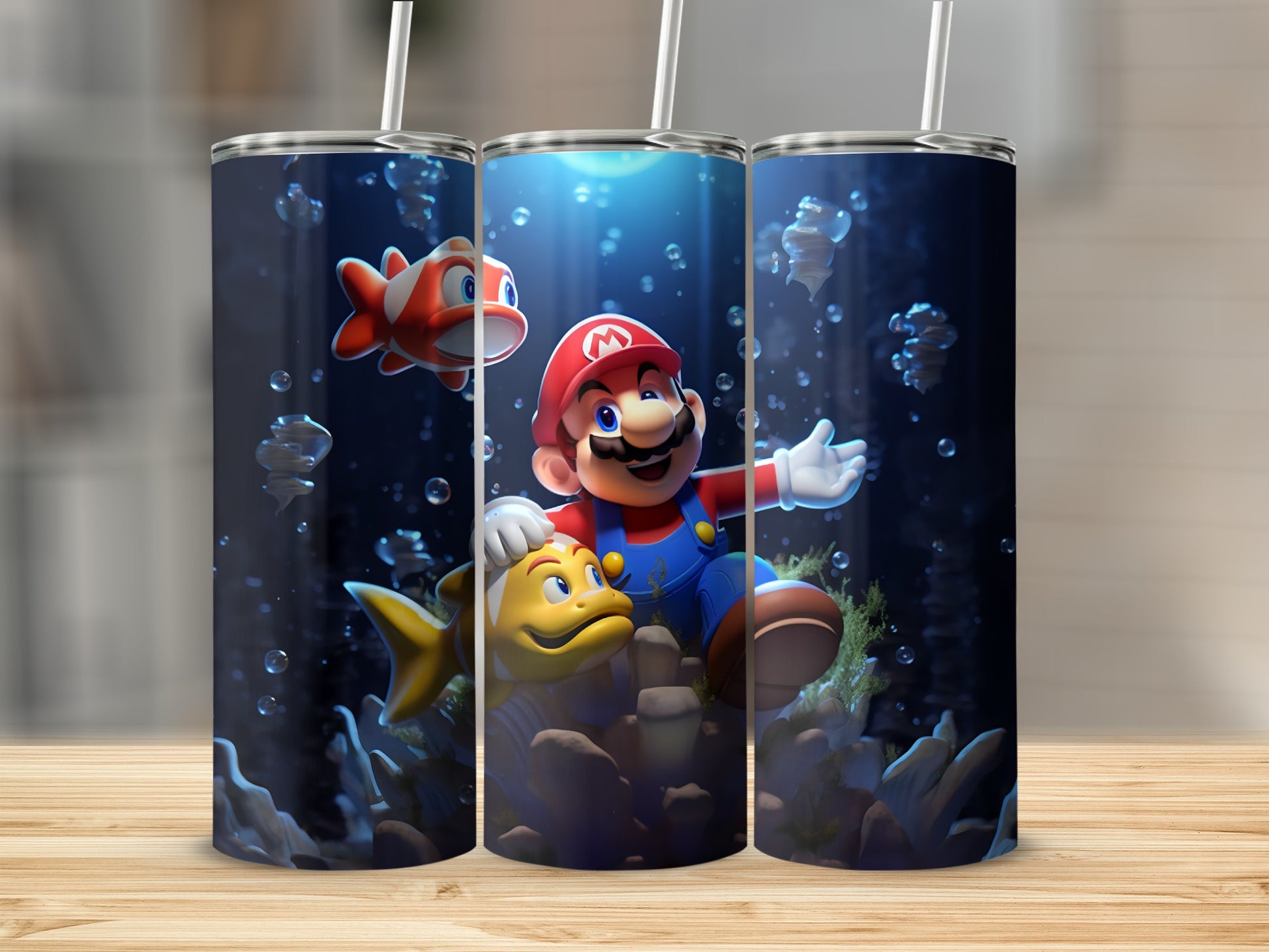 Mario Underwater Adventure Themed Tumbler
