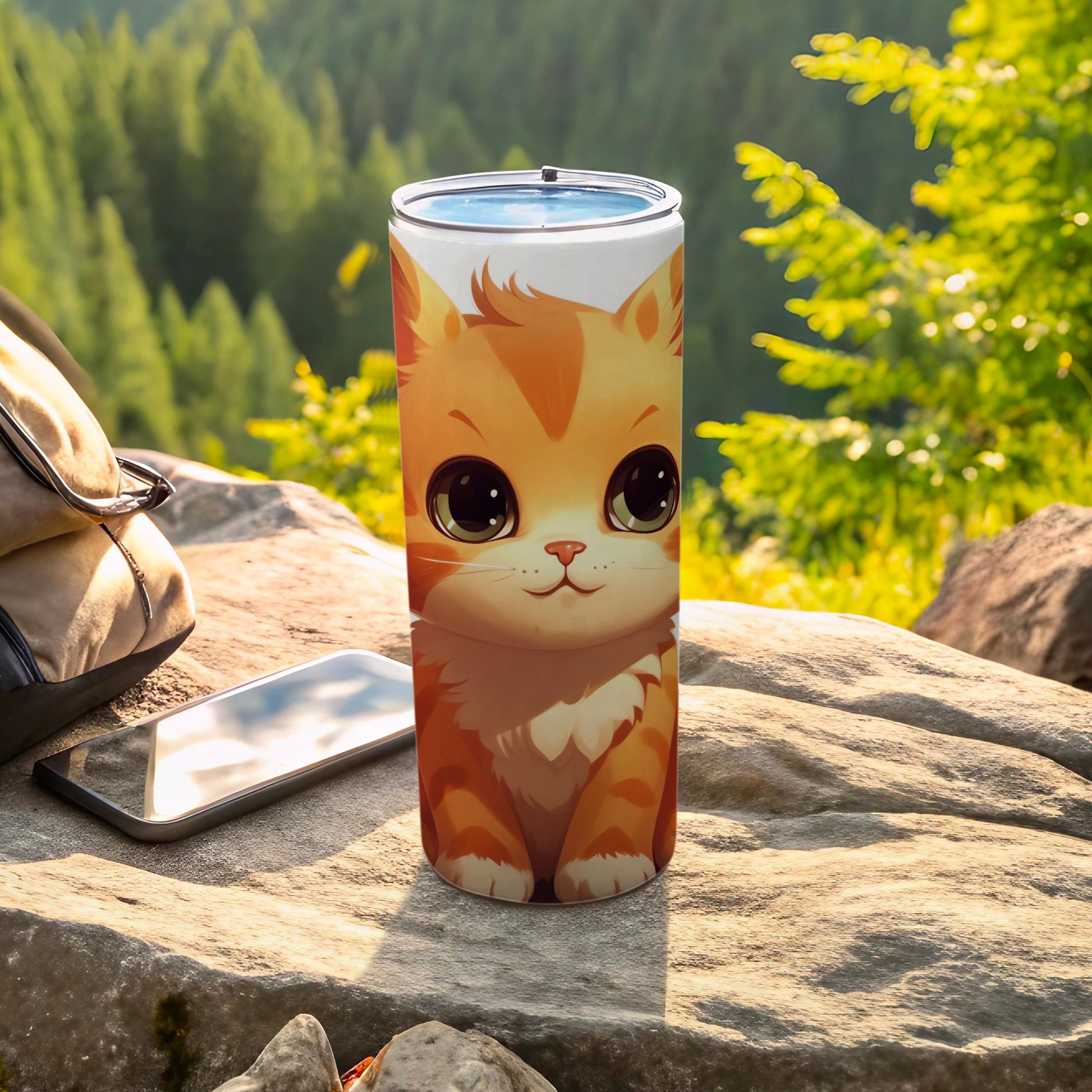 Adorable Big Eyed Orange Cat Tumbler Cute Kitten product type