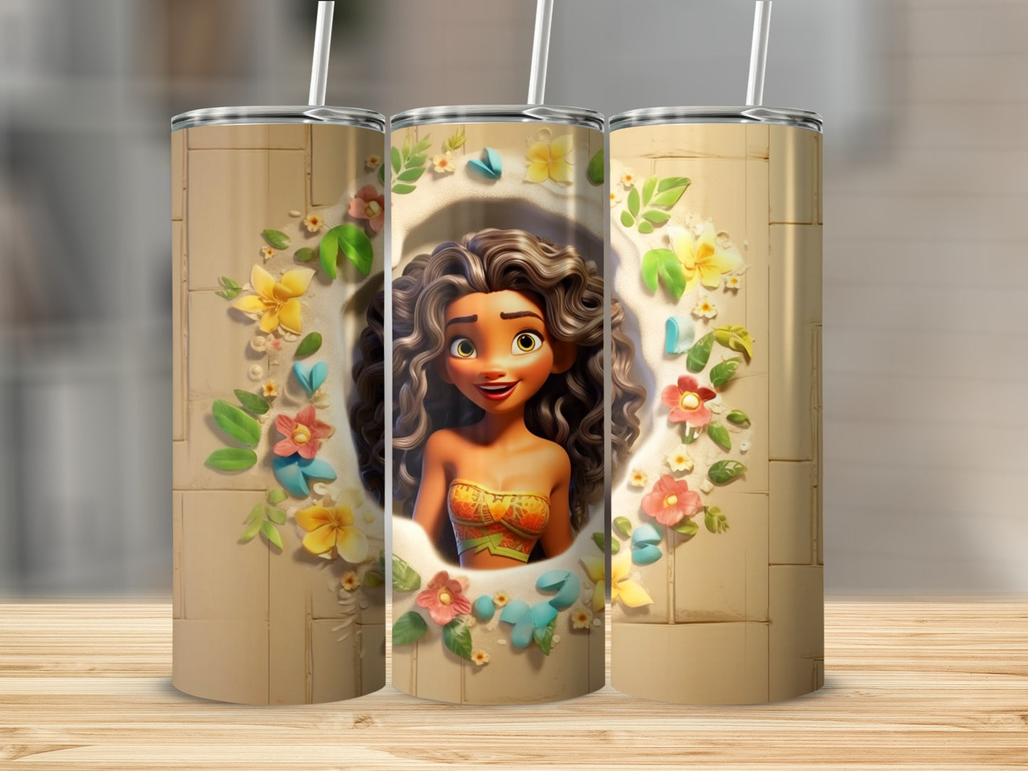 Floral Cartoon Character Tall Tumbler Designed for Fun