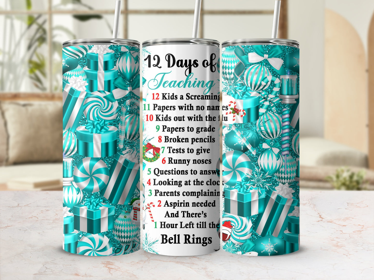 Twelve Days Of Teaching Fun Pattern Design Tumblers