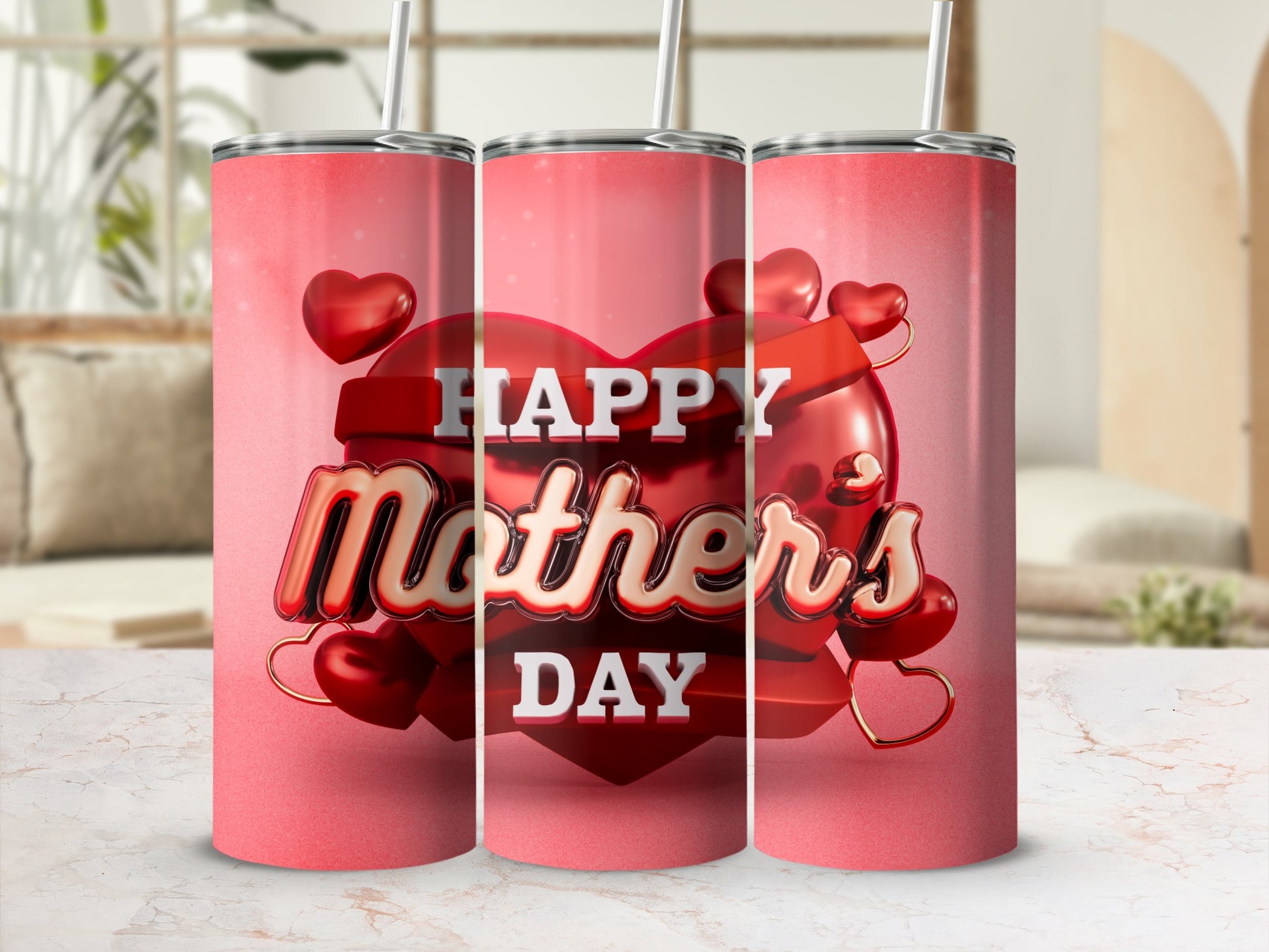 Happy Mother's Day Heart Design Tumbler