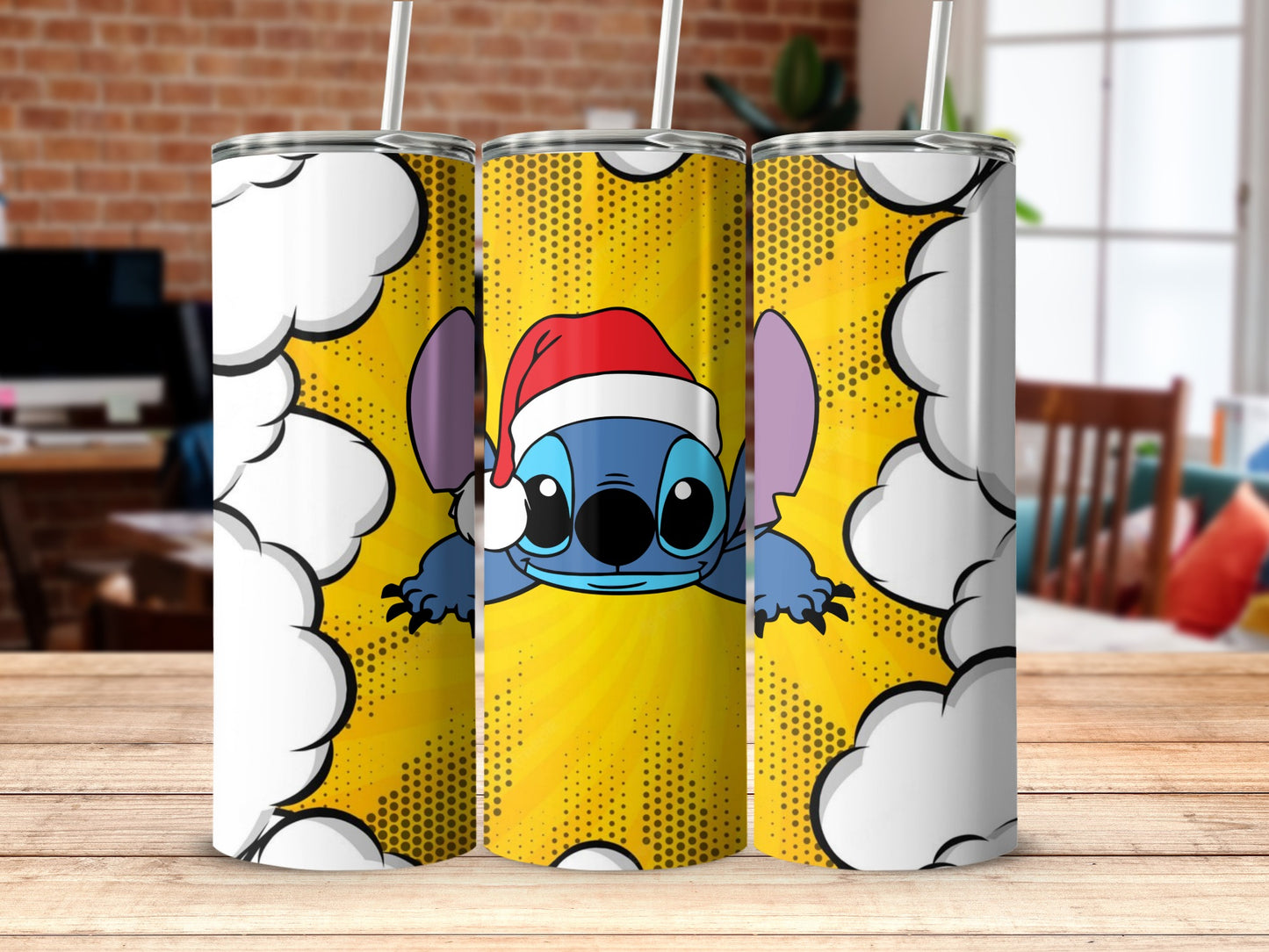 Cute Cartoon Character with Santa Hat Tumbler Product