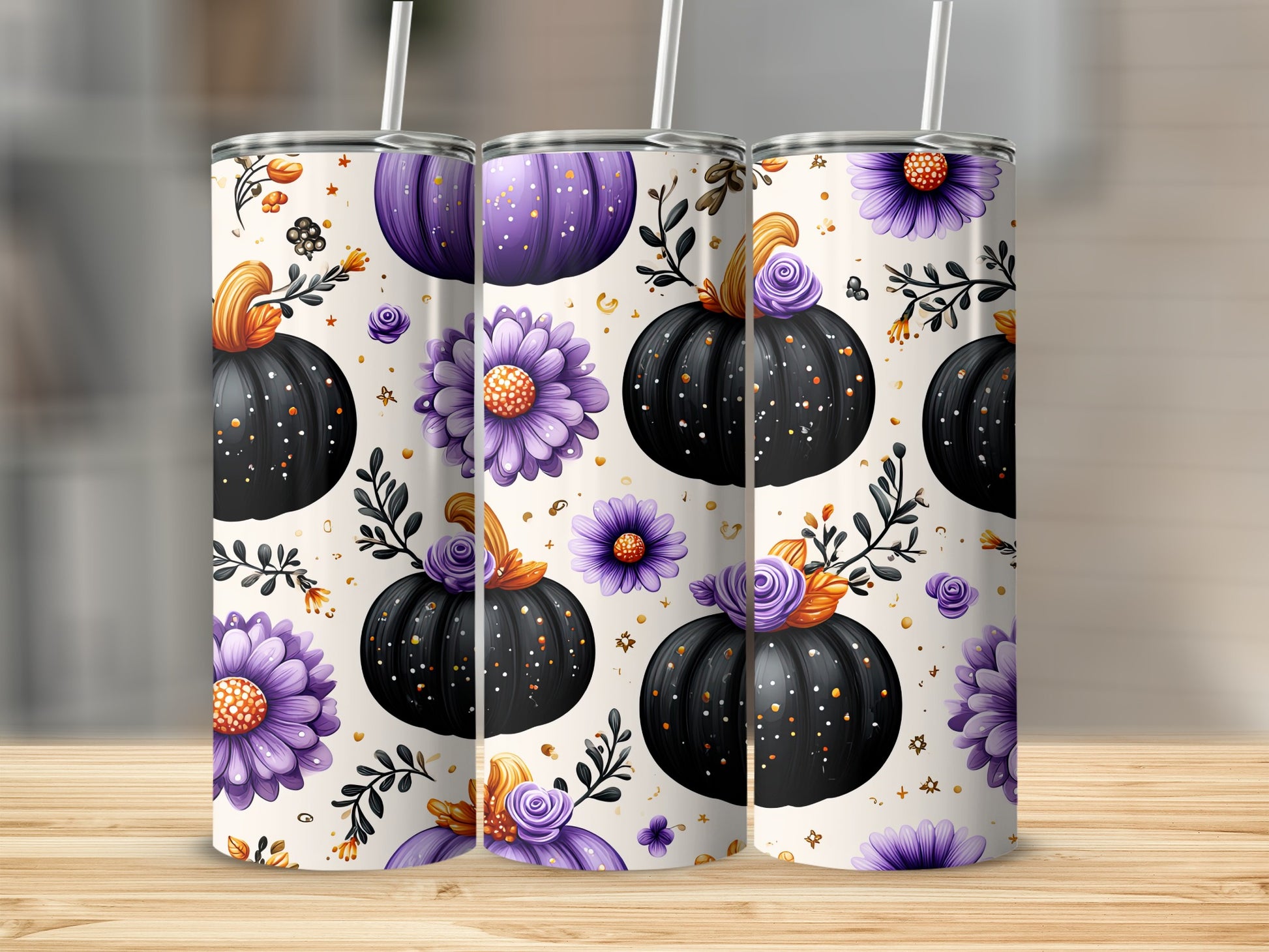 Halloween and Floral Themed Tumbler for Festive Vibes