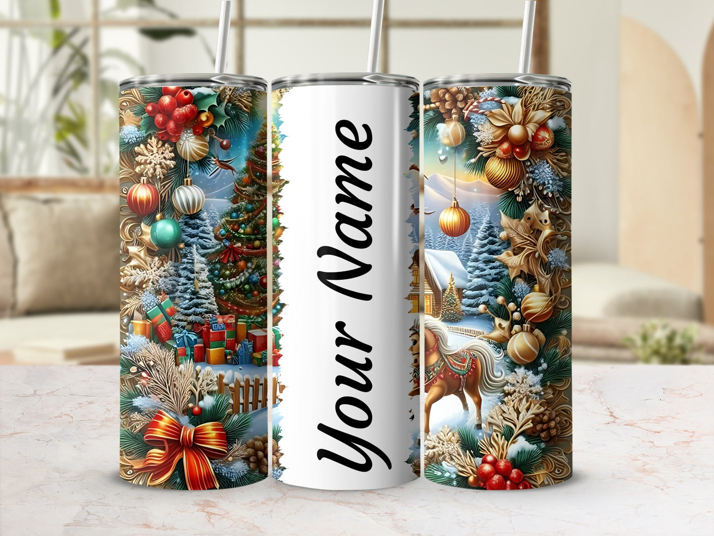 Personalized Christmas Themed Insulated Tumbler