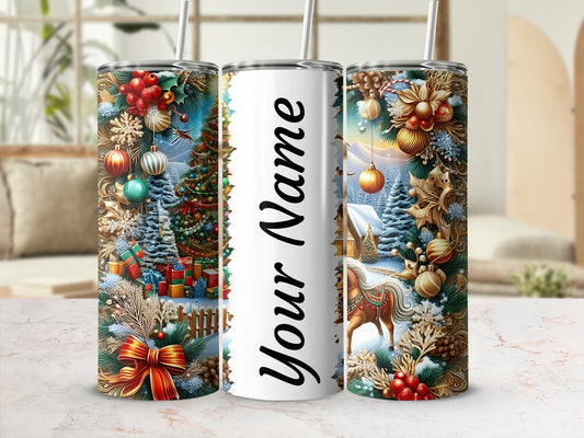 Personalized Christmas Themed Insulated Tumbler