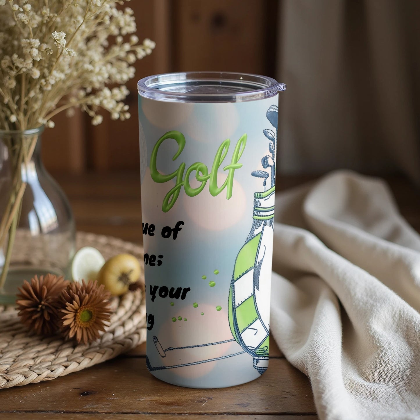 Personalized Golf Theme Tumbler with Custom Name Design