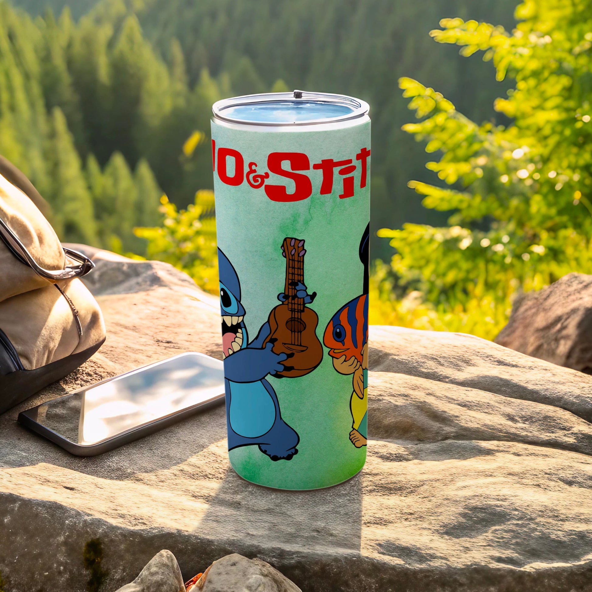 Vibrant Outdoor Ornate Tumbler with Cute Cartoon Artwork