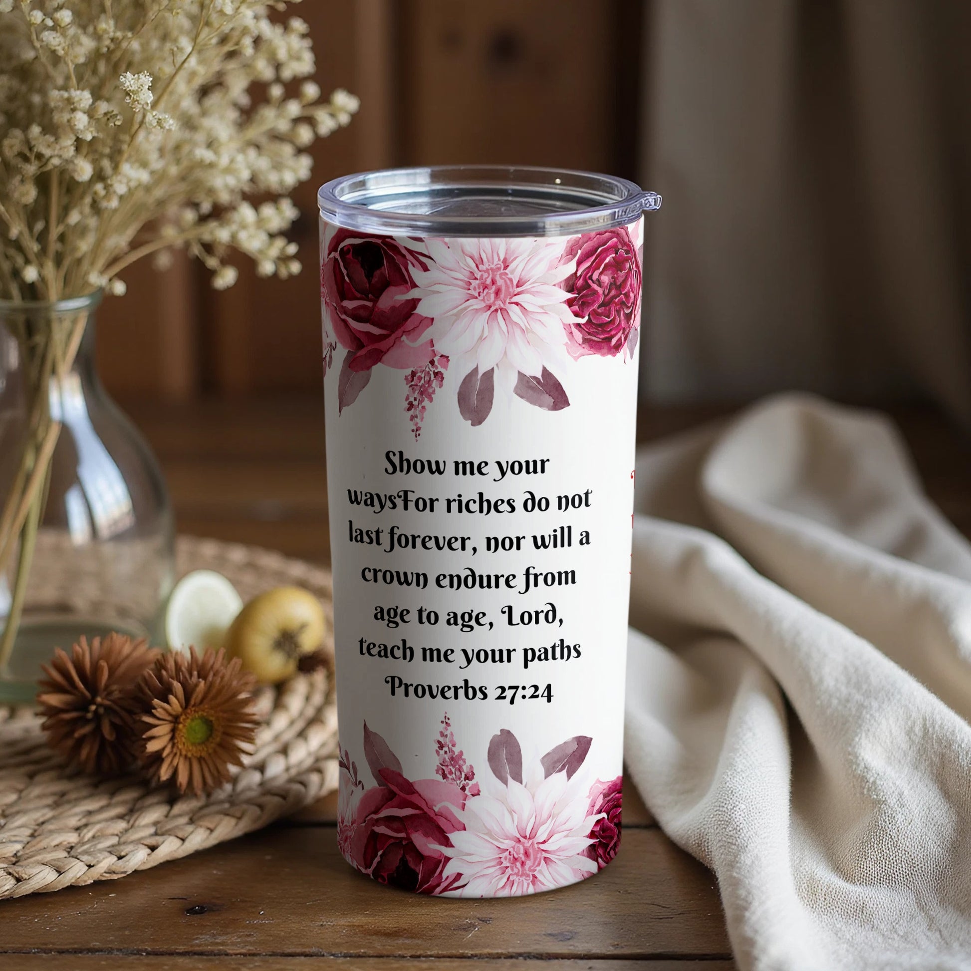 Floral Bible Verse Insulated Tumbler for Daily Inspiration