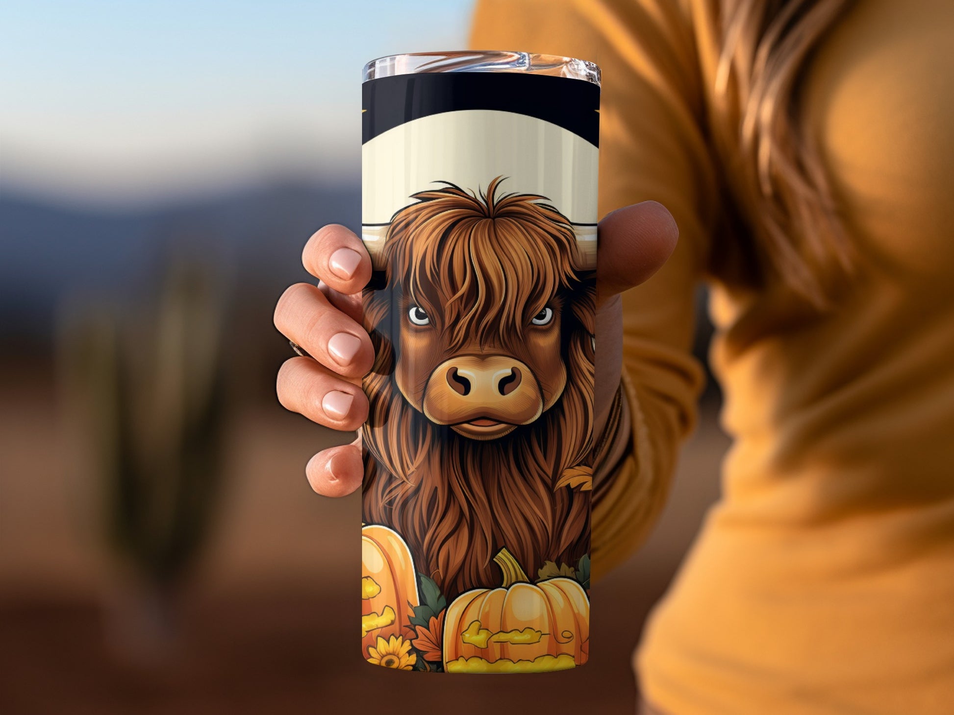 Autumn Highland Cow Travel Mug Tumbler For Beverages