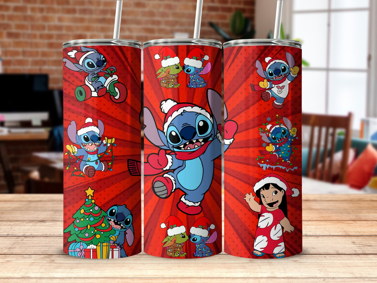 Cute Stitch Christmas Themed Insulated Tumbler