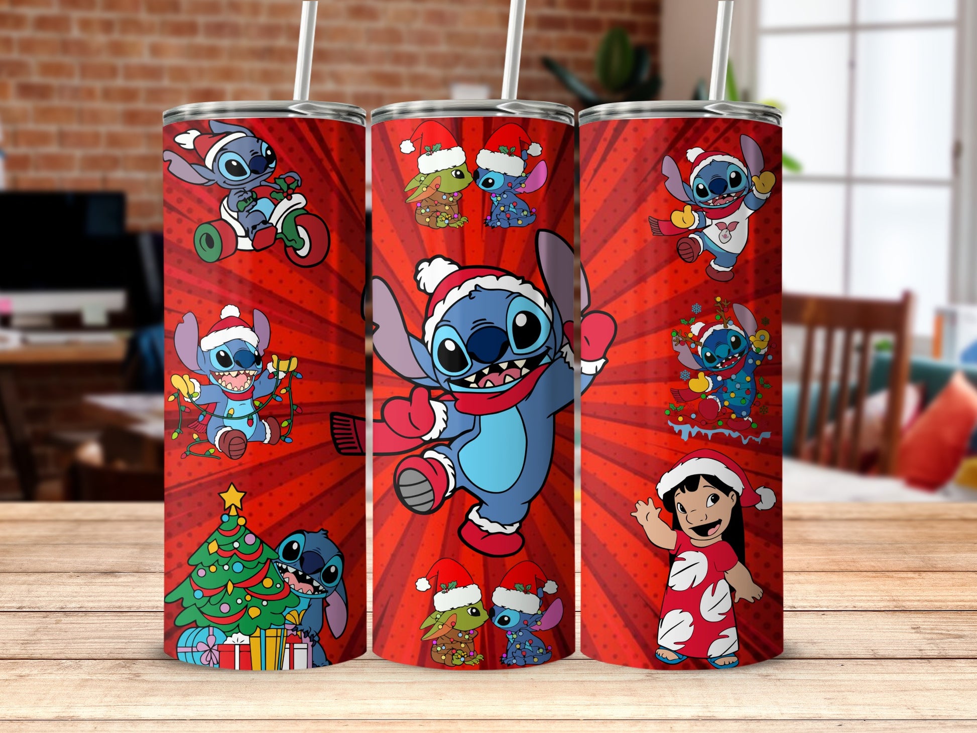 Cute Stitch Christmas Themed Insulated Tumbler