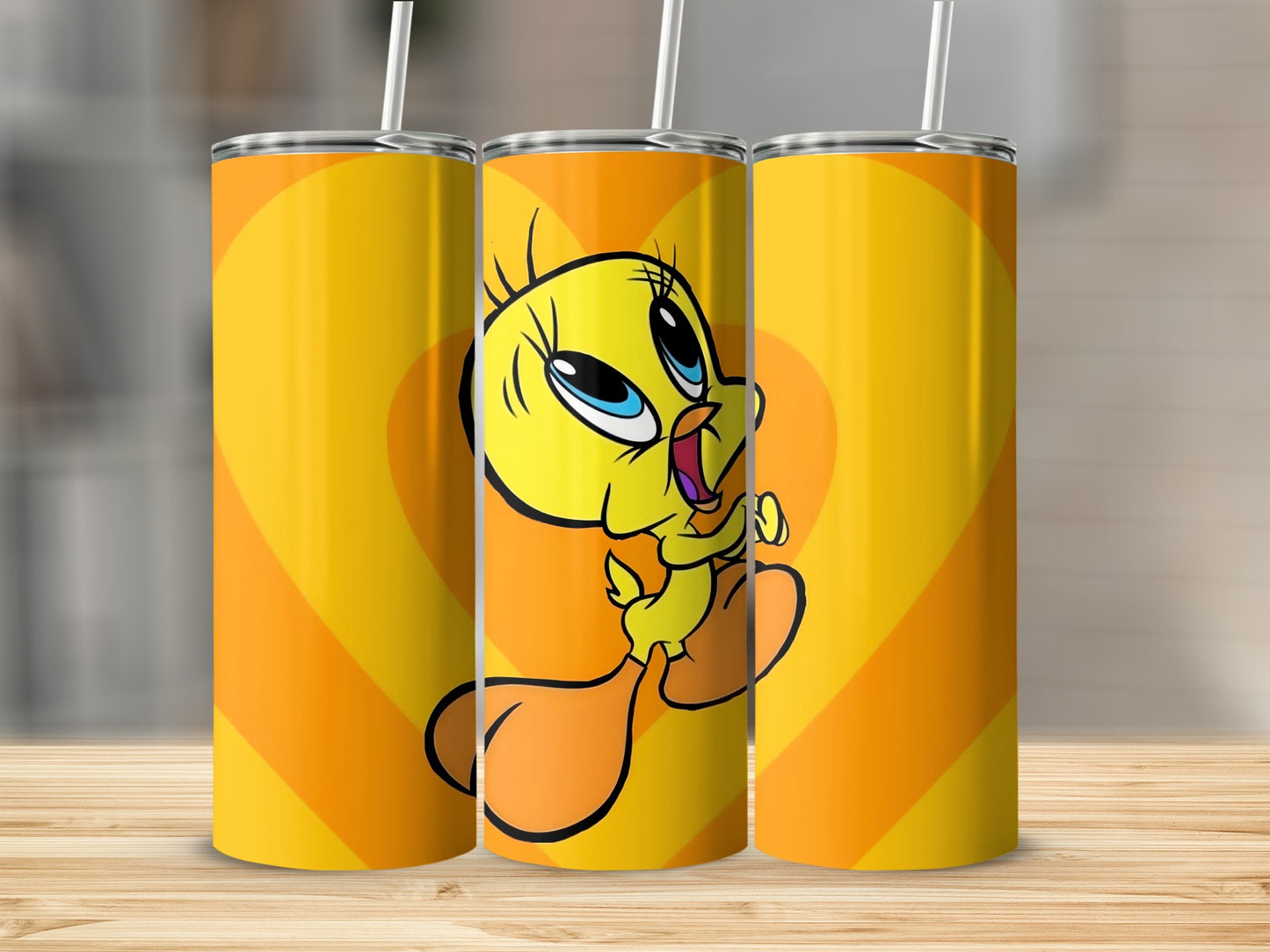 Cute Yellow Cartoon Character Print Tumbler Product