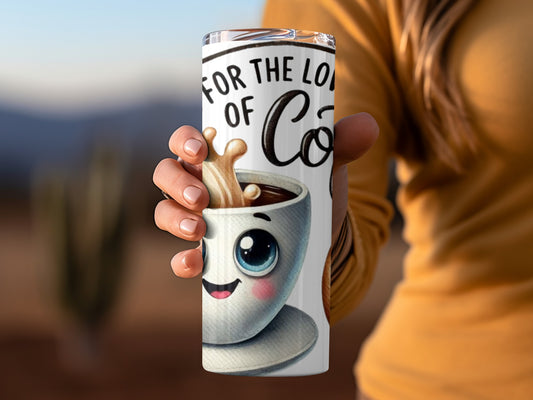 Adorable Coffee Lover Tumbler with Cute Smiling Cup Design