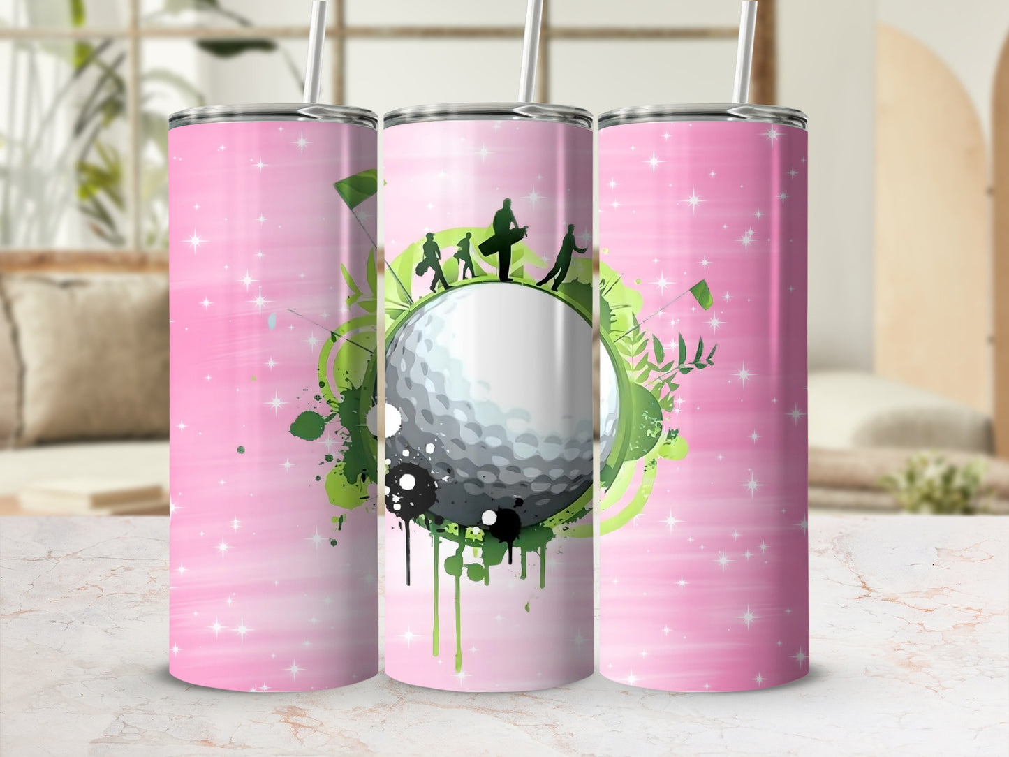 Stylish Handle Golfers Graphic Design Tumblers