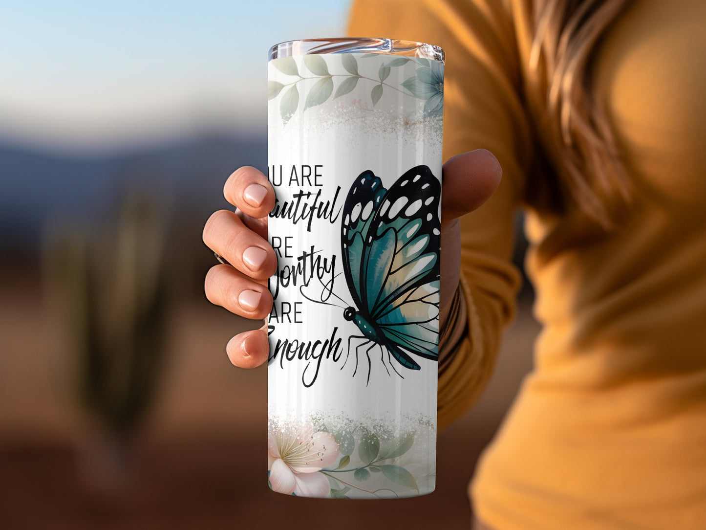 Beautiful Butterfly Design Printed Tumbler for Everyday Use