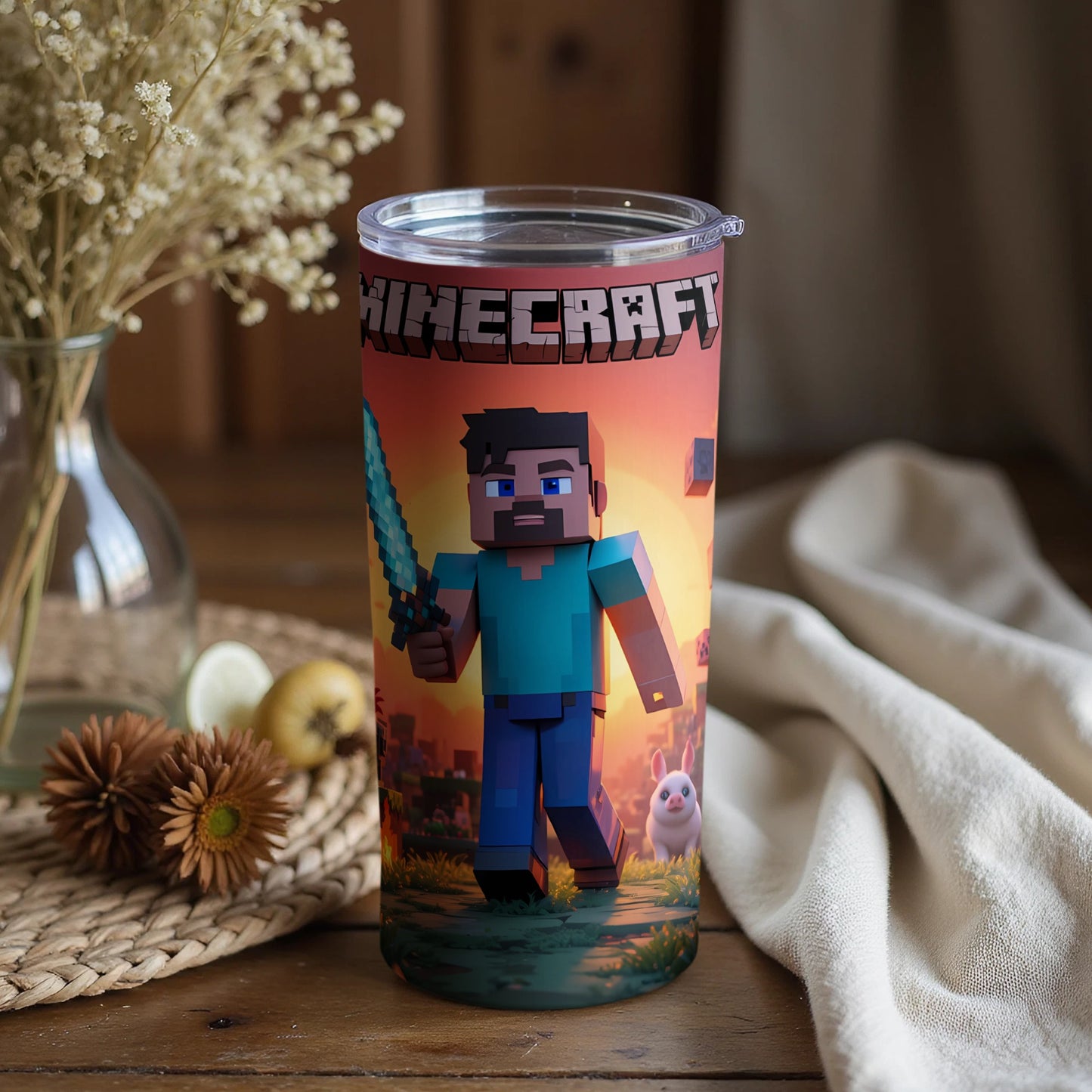 Minecraft Character Sunset Scene Tumbler