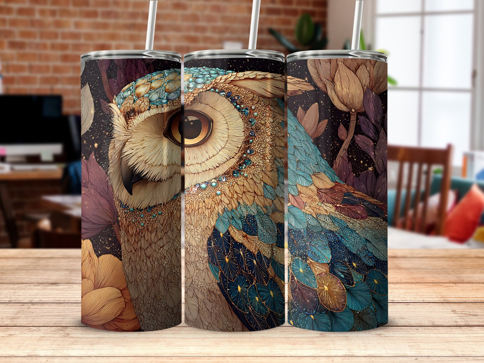 Majestic Owl Themed Insulated Tumbler for Hot or Cold Drinks