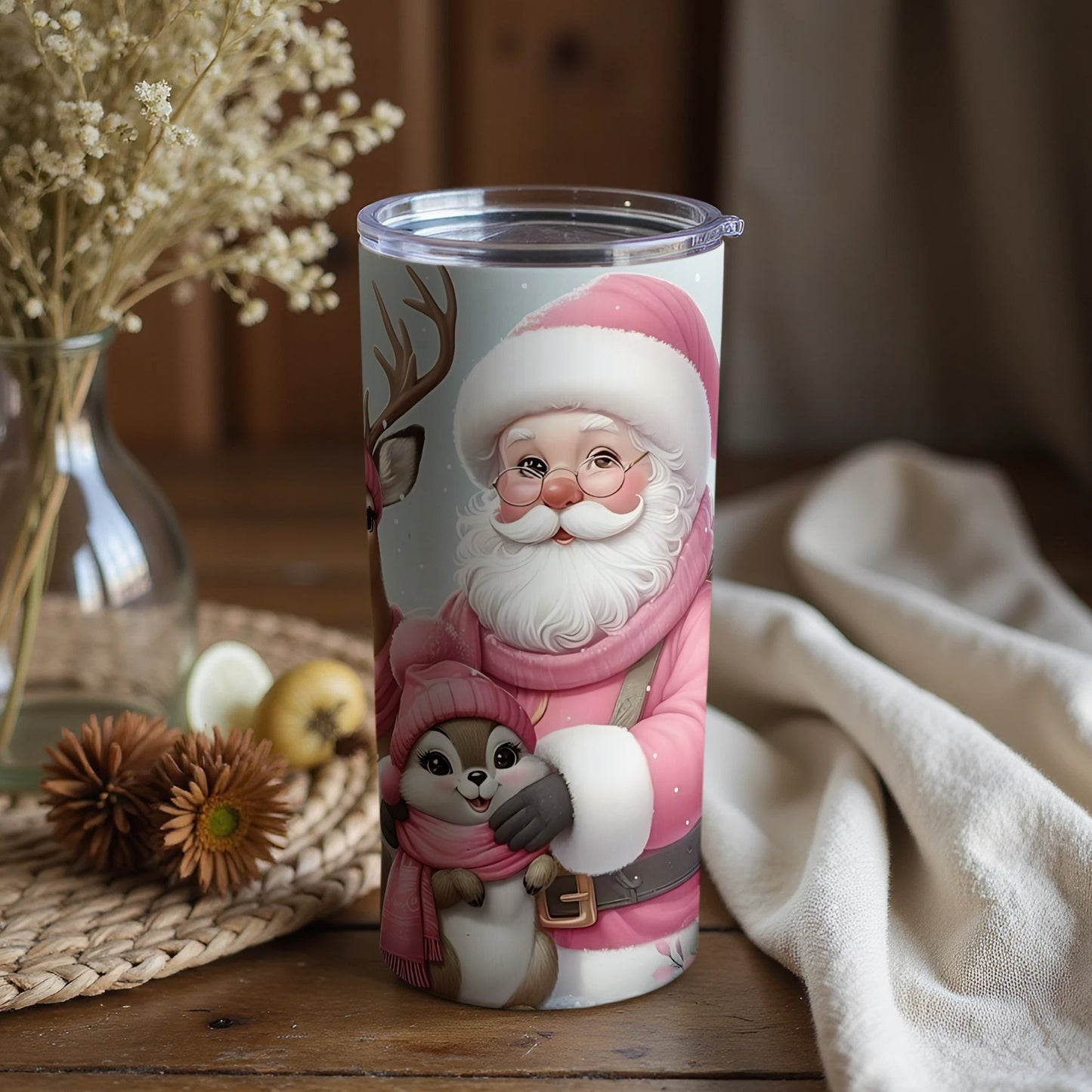 Santa Claus with Cute Animal Holiday Tumbler Product