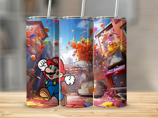 Colorful Street Scene with Cartoon Character Tumbler