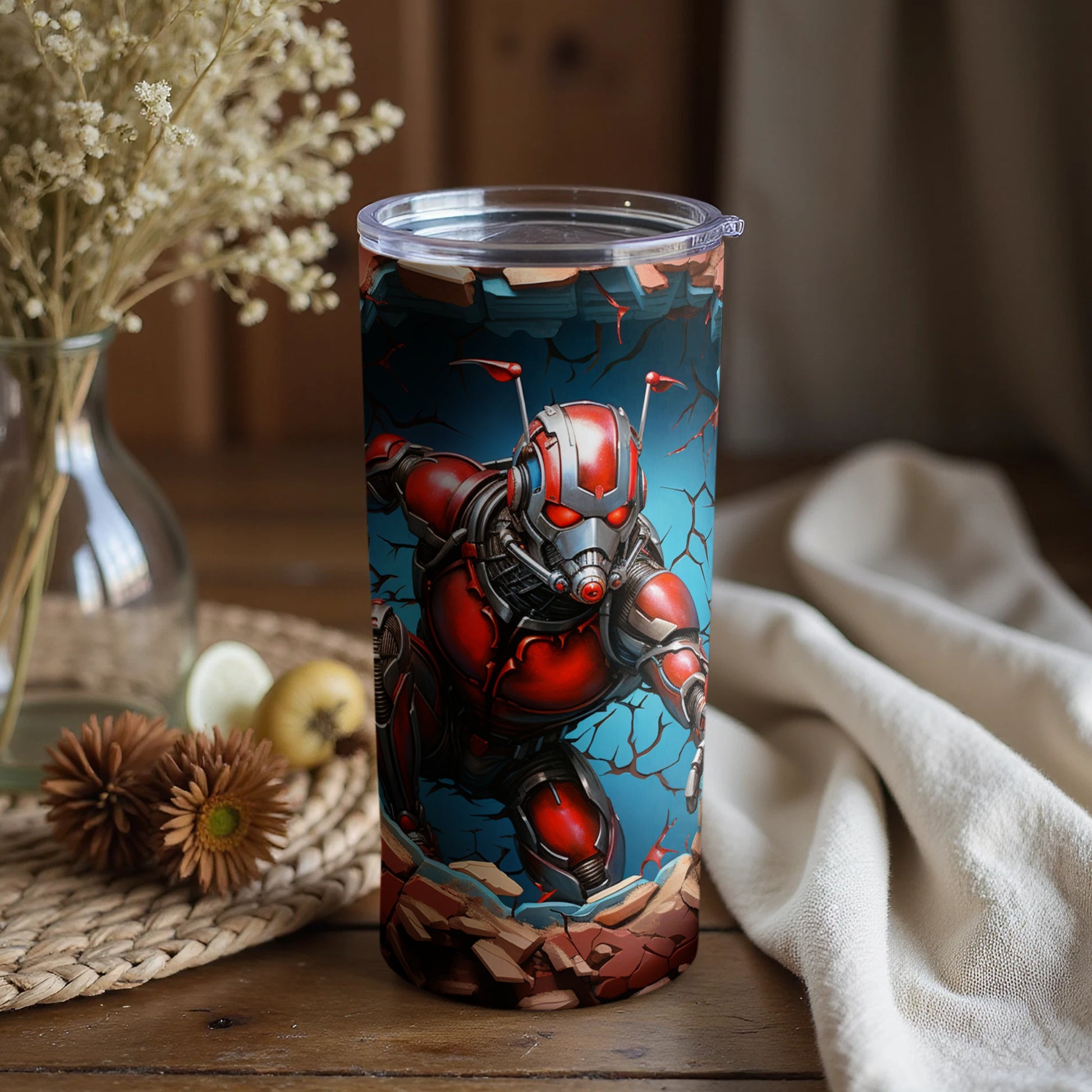 Futuristic Red and Black Robot Design Tumbler