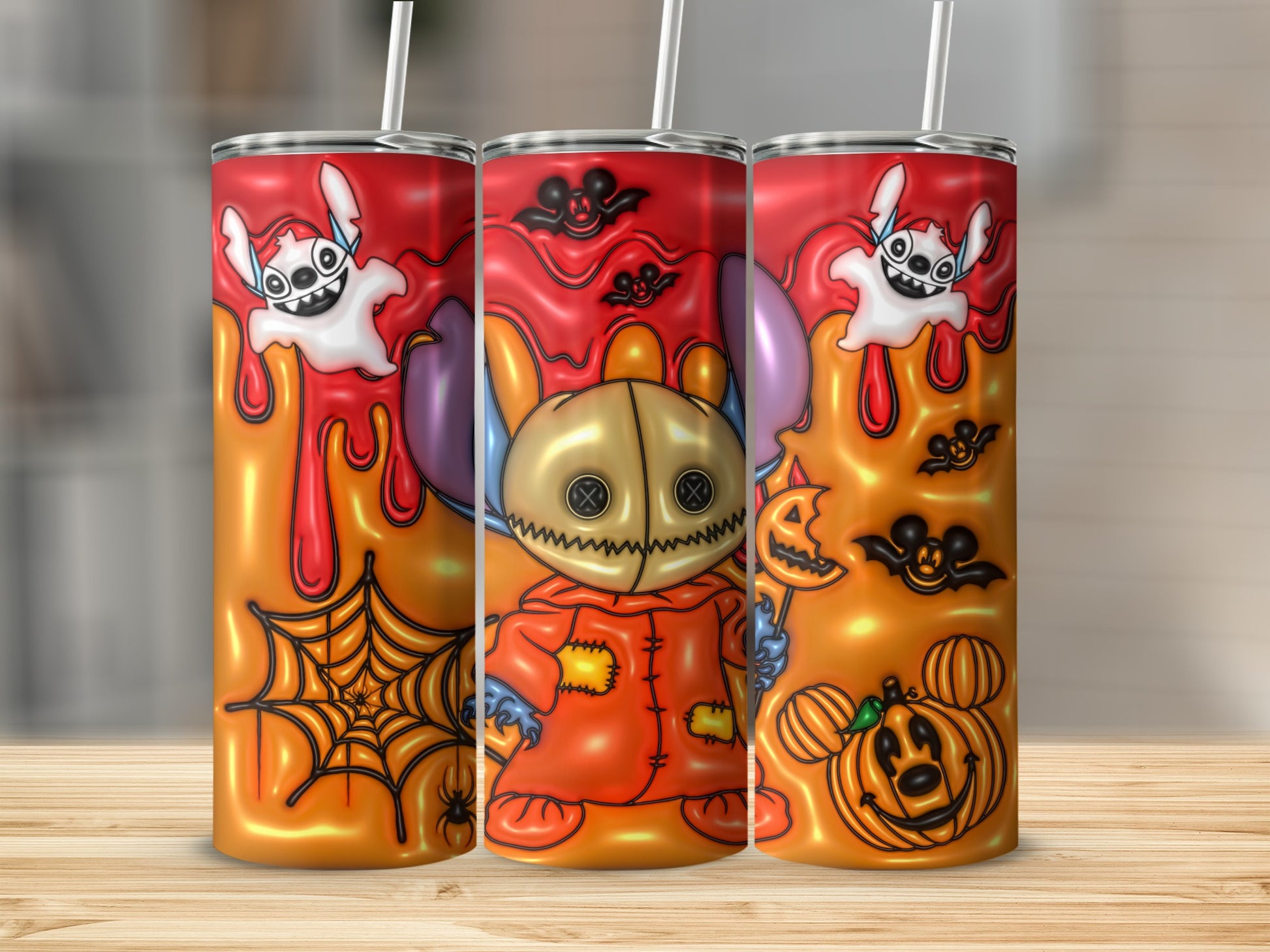 Halloween themed tumbler with spooky ghost art