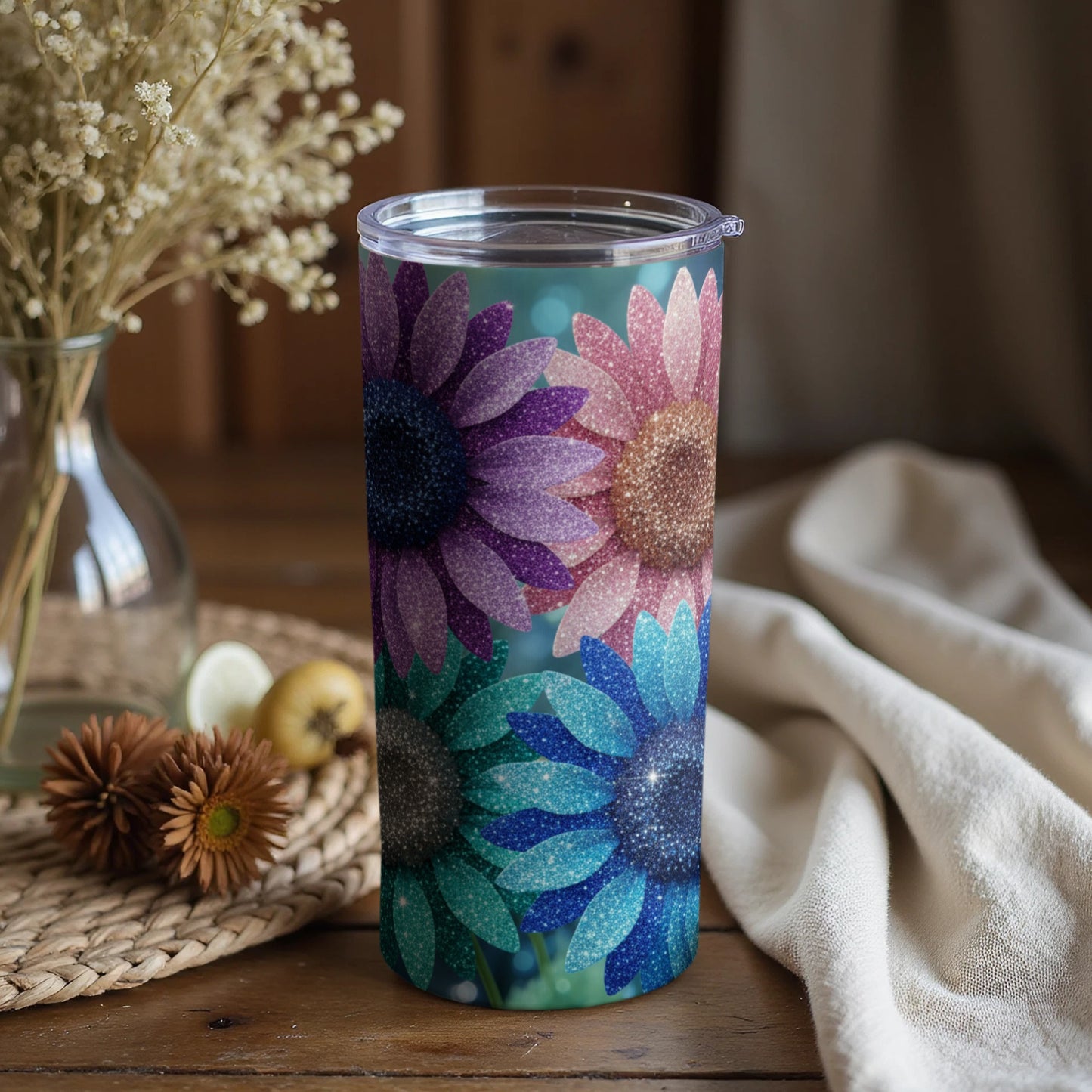 Colorful Floral Design Insulated Travel Tumbler