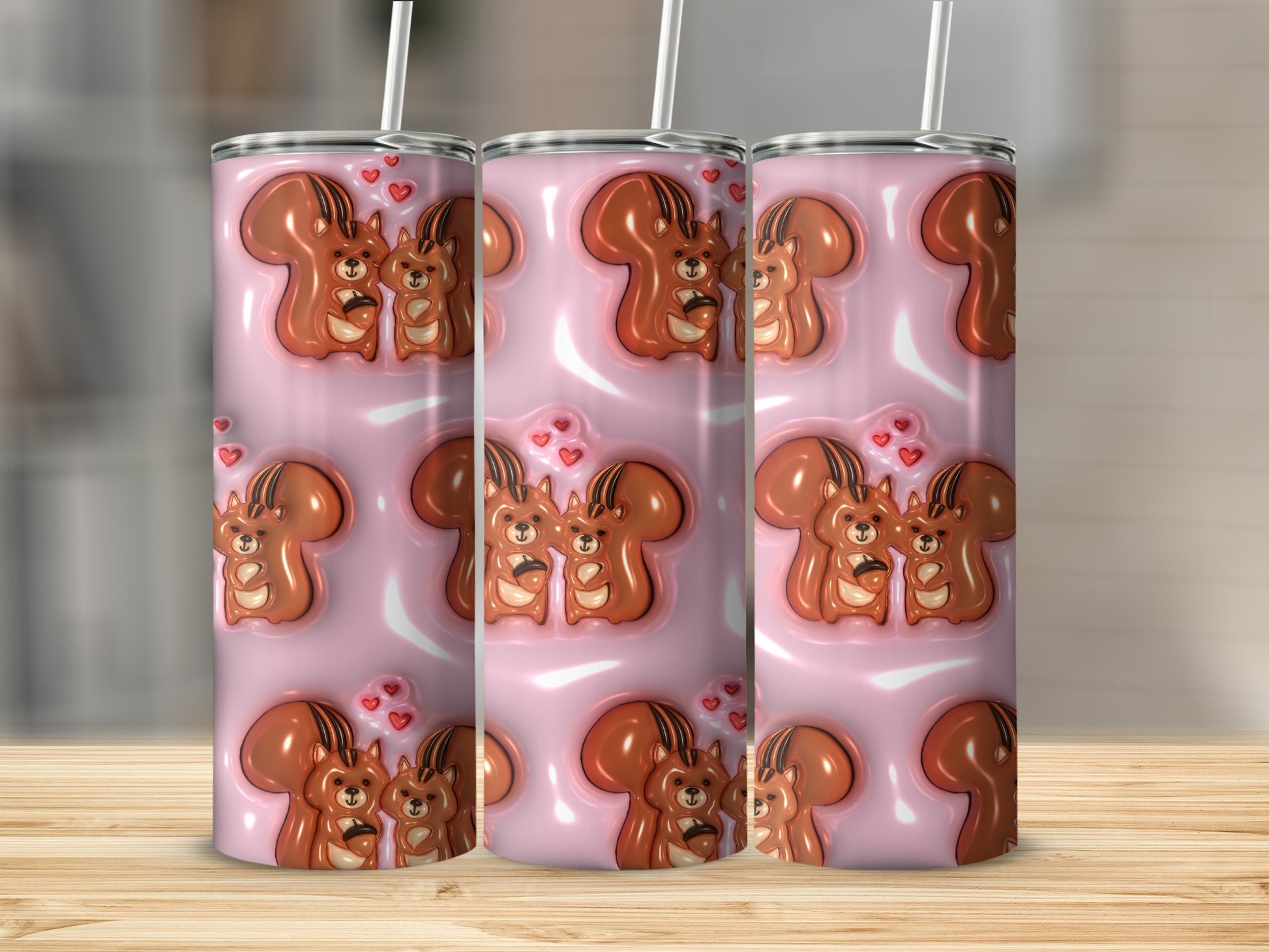 Cute Kissing Squirrels Design Insulated Tumbler