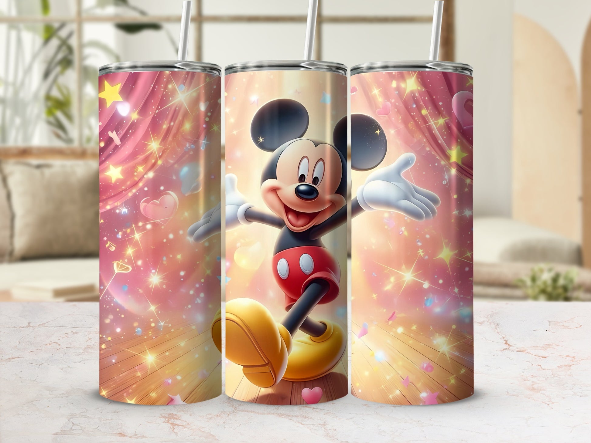 Colorful Mickey Mouse Themed Tumbler for Kids and Adults