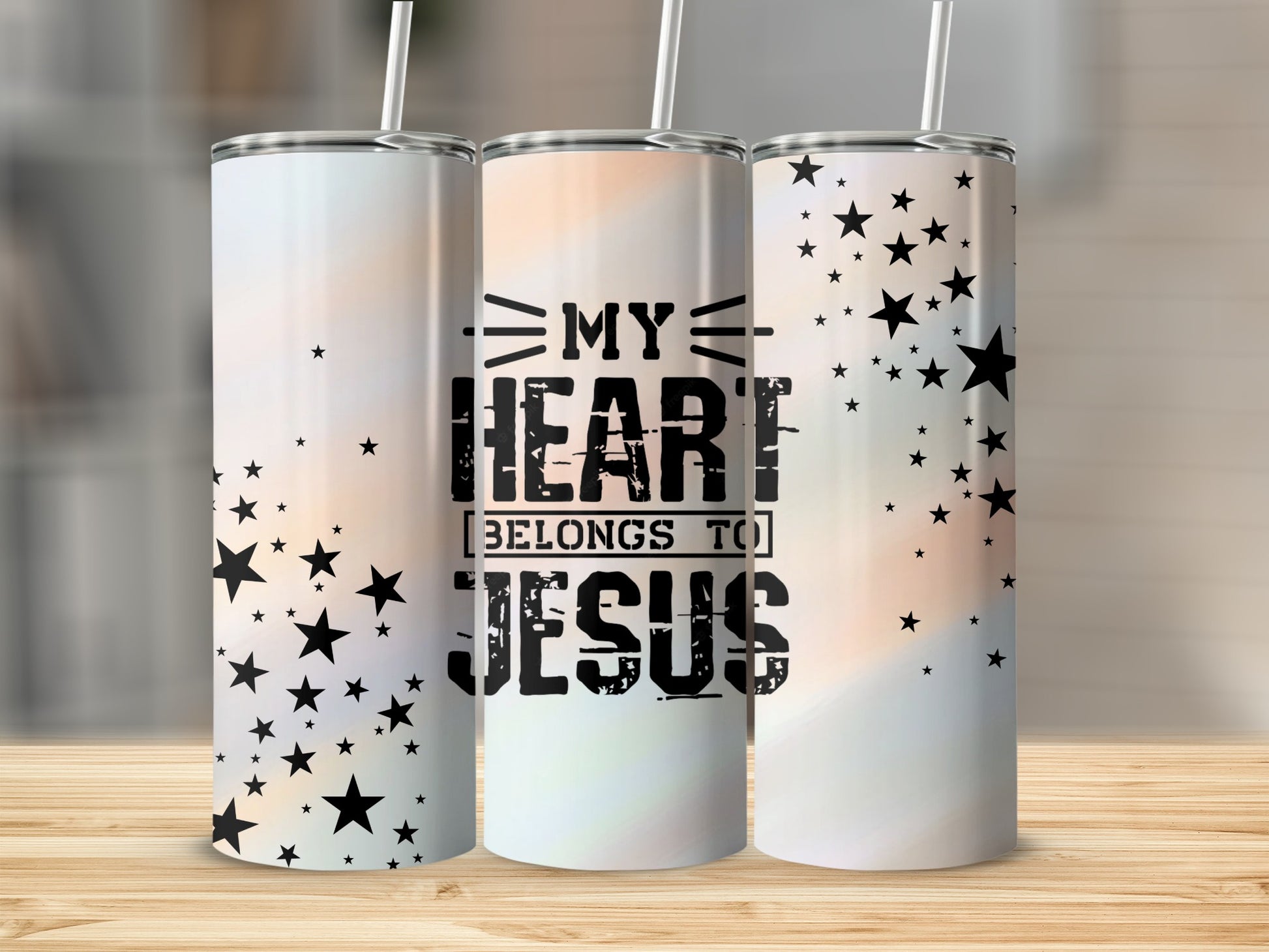 My Heart Belongs to Jesus Tumbler with Starry Design