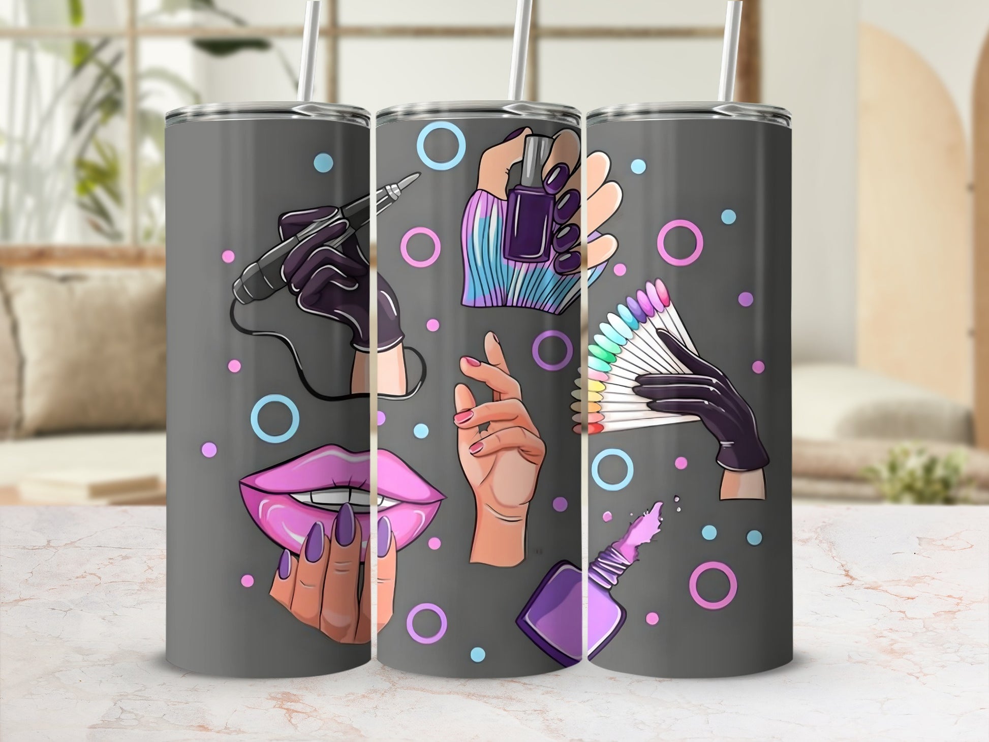 Nail Art Designs Decorative Tumbler for Professionals