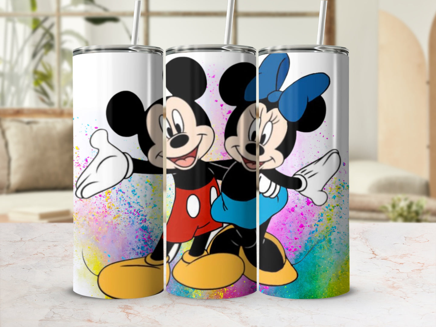 Vibrant Mickey and Minnie Mouse Tumbler Set