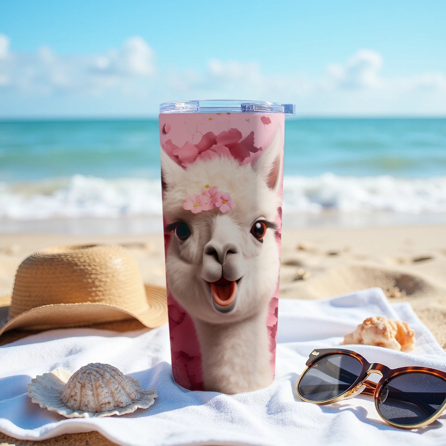 Adorable Alpaca Flower Crown Tumbler Beach Day product type