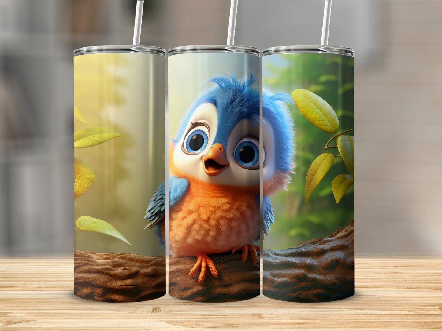 Cute Blue and Orange Bird Stainless Steel Tumbler